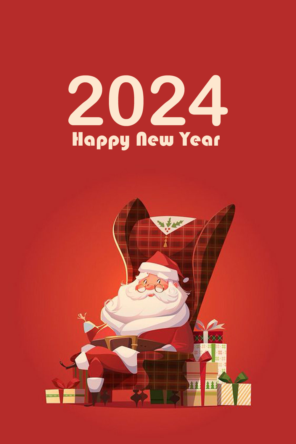 Happy New Year 2024 Red Papa Noel Wallpaper Birthday Wishes, Memes, SMS & Greeting eCard Image