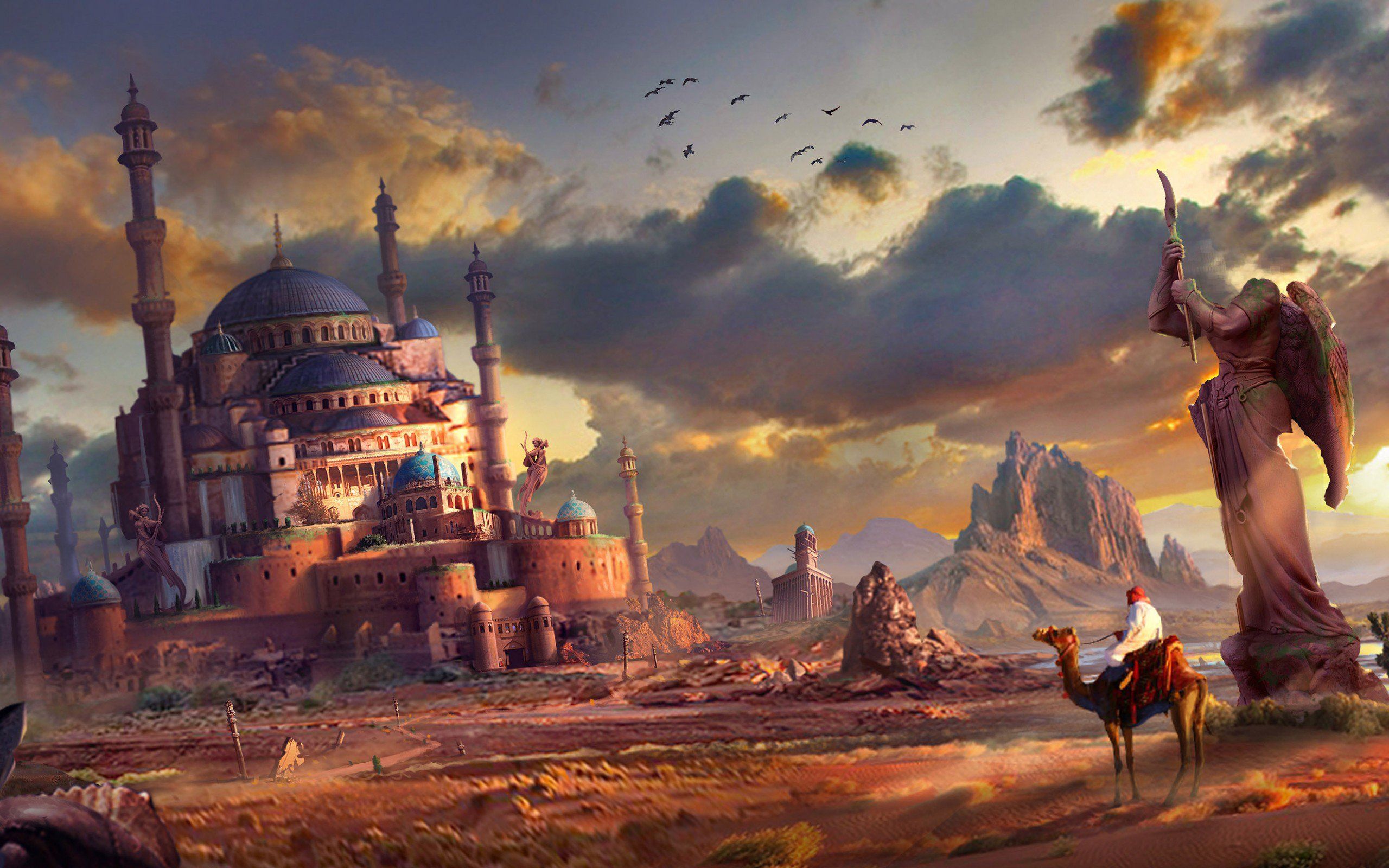 Fantasy Sand City Wallpaper. Castillo de fantasía, Paisaje de fantasía, Pintura urbana
