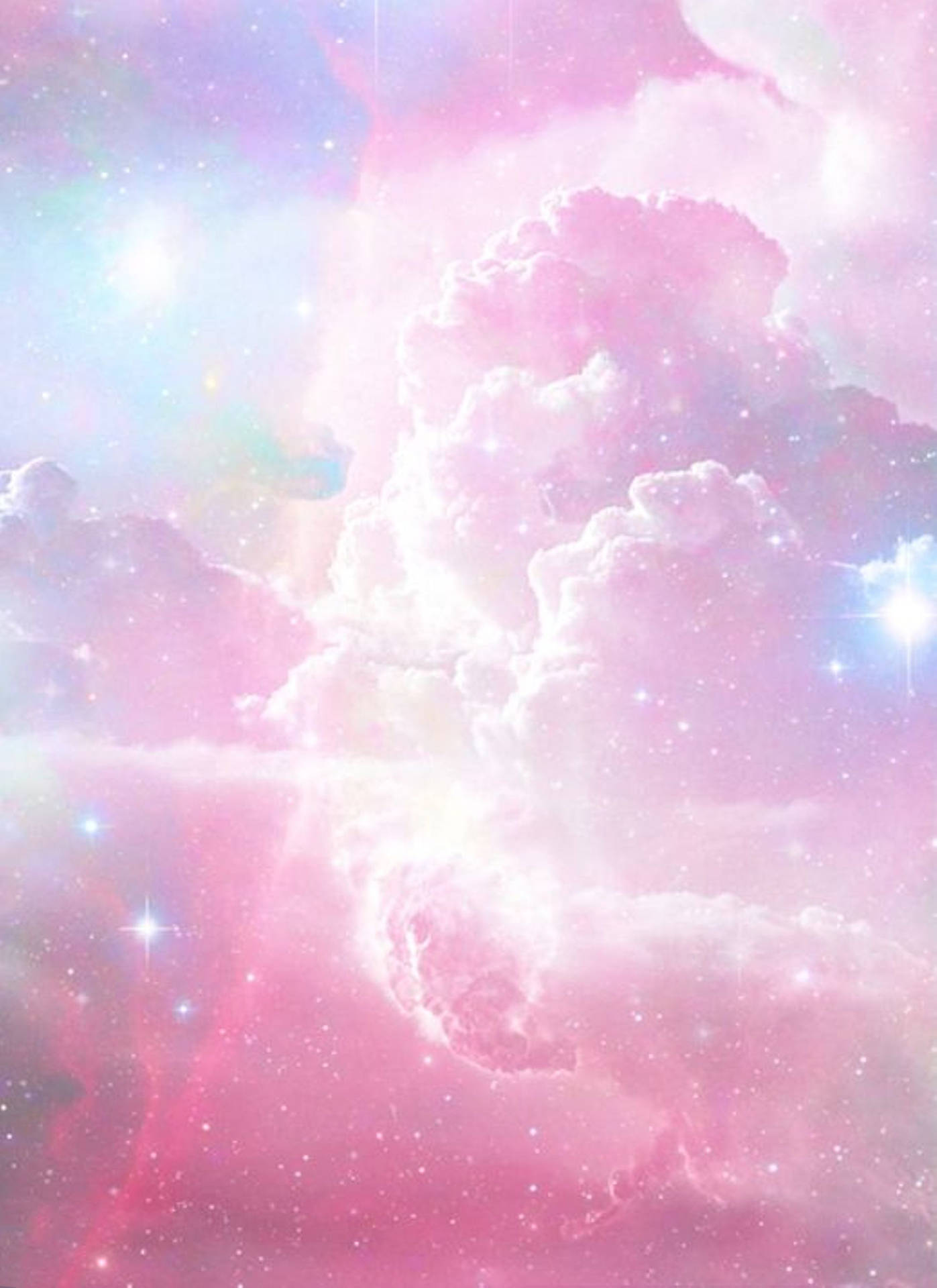 Download Cute Pastel Colors Sparkly Clouds Wallpaper