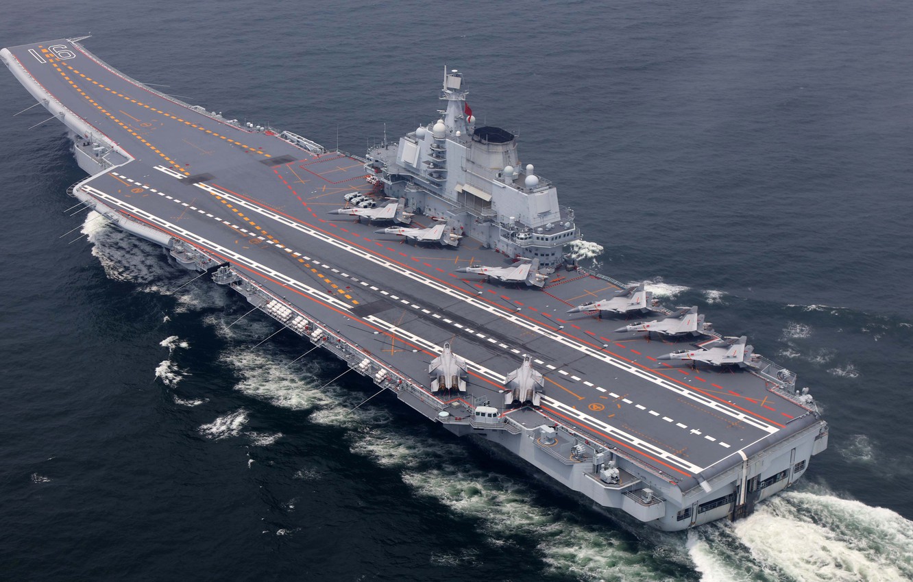 Wallpaper The plane, Wave, The carrier, Deck, THE CHINESE NAVY, Shenyang J- 15, Liaoning image for desktop, section оружие
