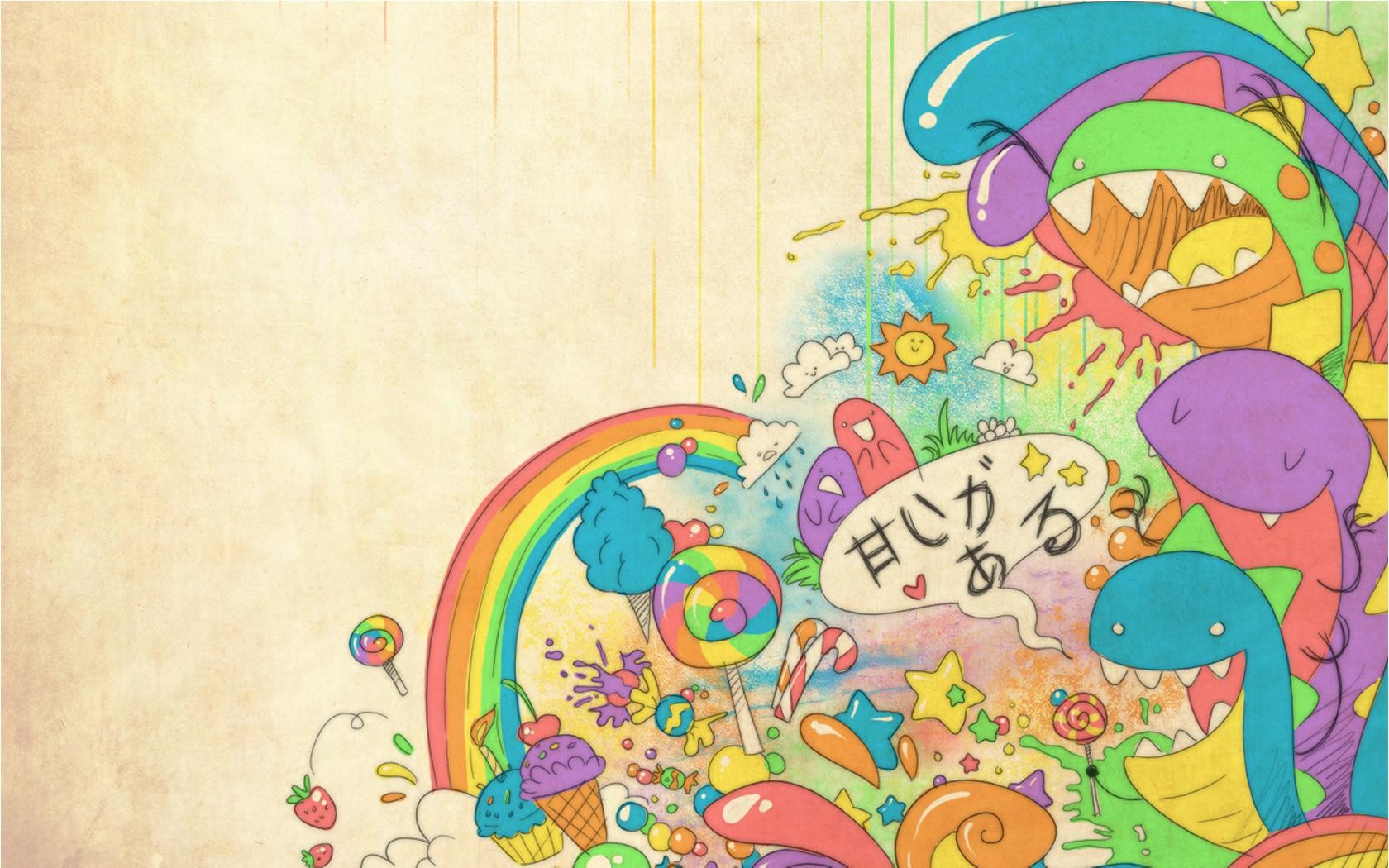 Wallpaper, drawing, colorful, illustration, cartoon, pattern, circle, dinosaurs, ART, color, design, child art 1680x1050