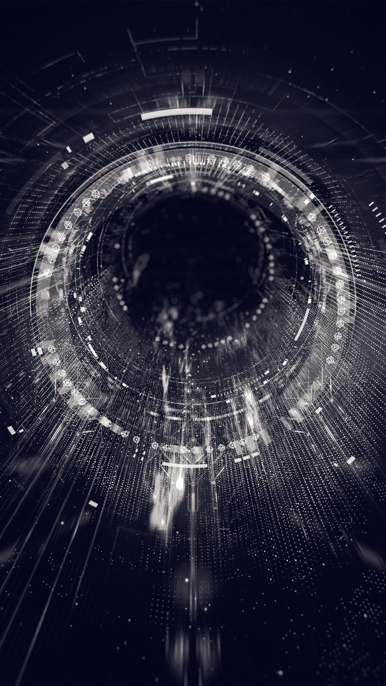 iPhone X wallpaper. circle blackhole dark bw digital illustration art
