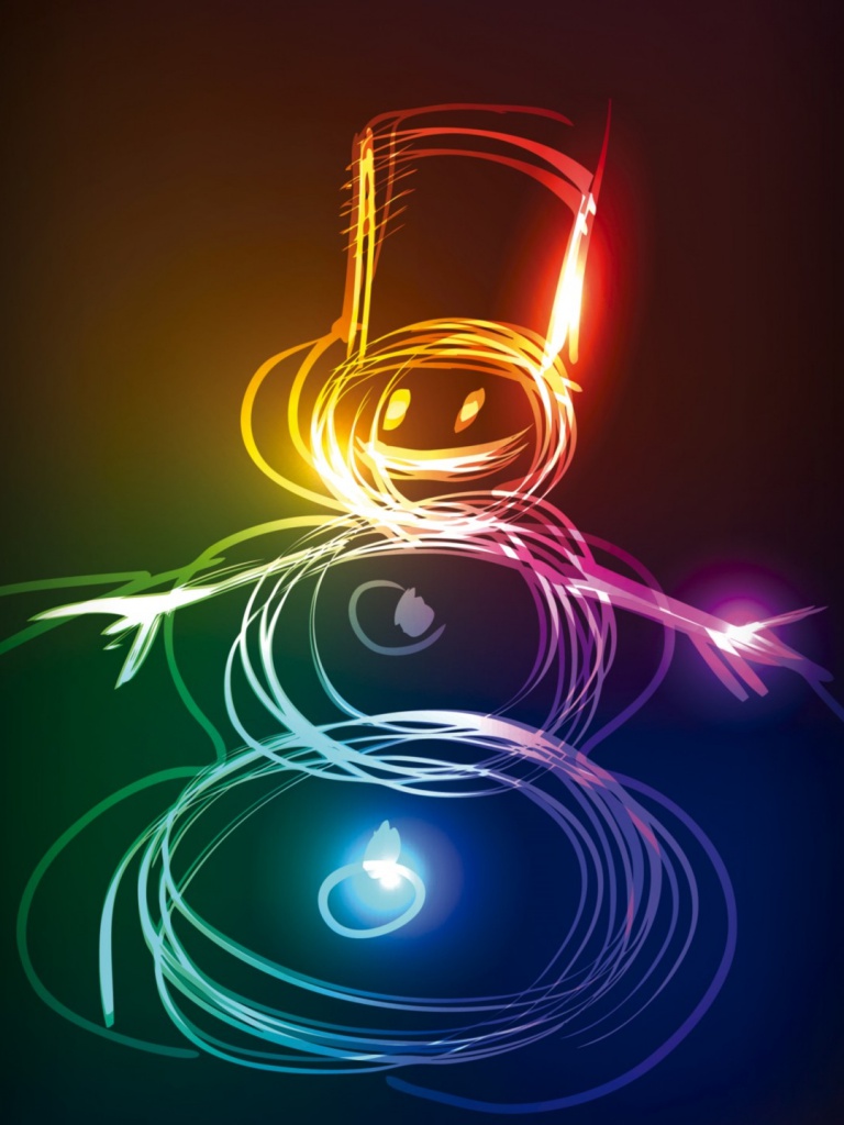 Neon Snowman iPad wallpaper