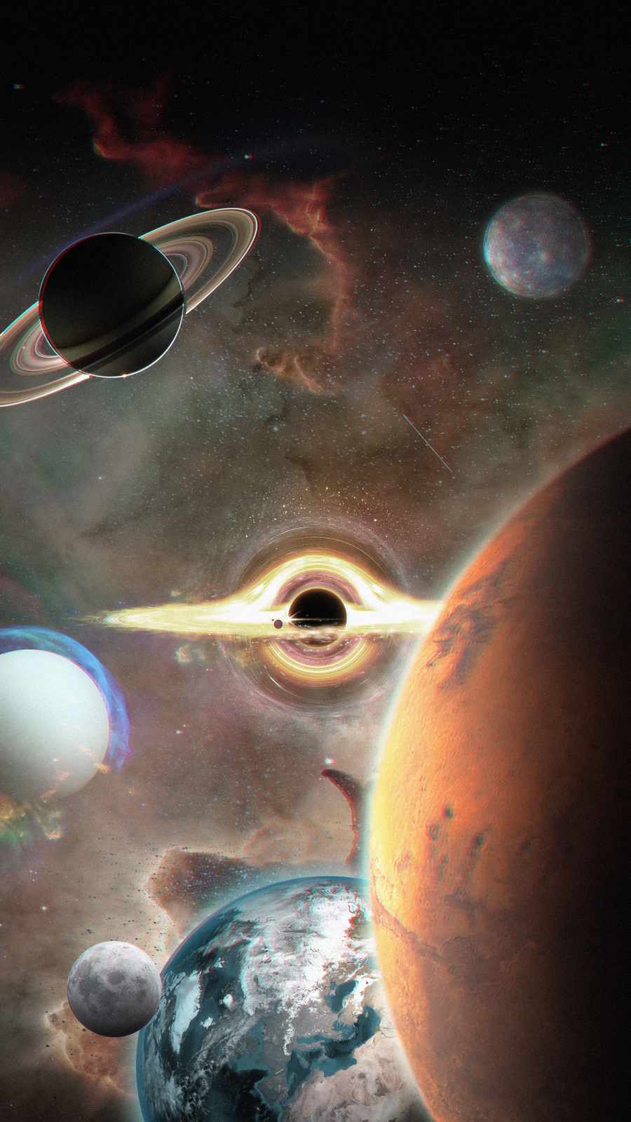 Black Hole Planets Wallpaper, iPhone Wallpaper