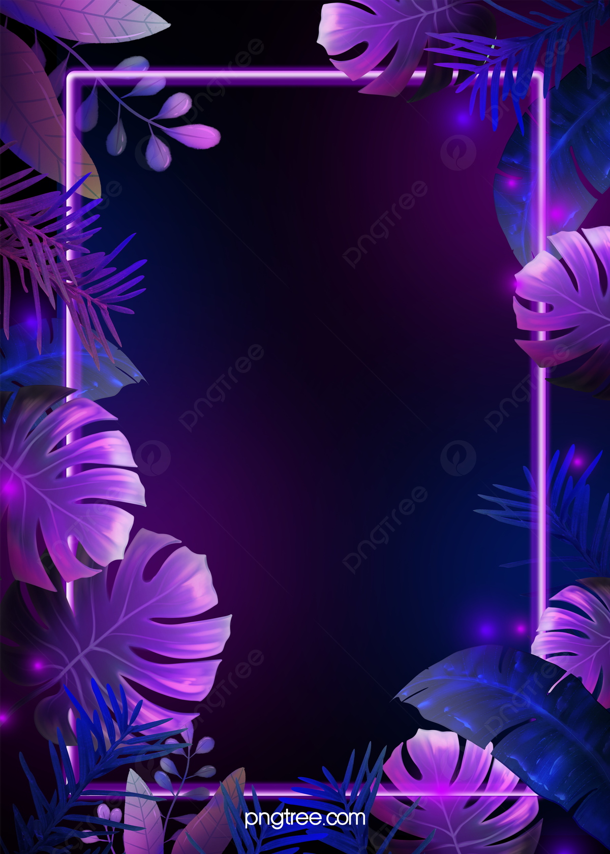 Purple Blue Neon Tropical Leaves Background Wallpaper Image For Free Download