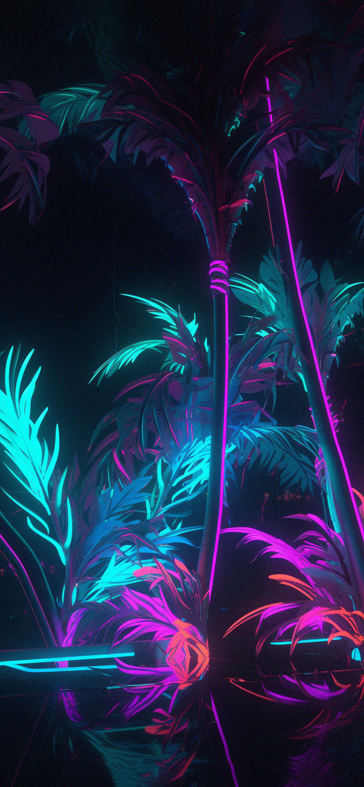 Neon Palms Black Wallpaper Aesthetic Wallpaper iPhone