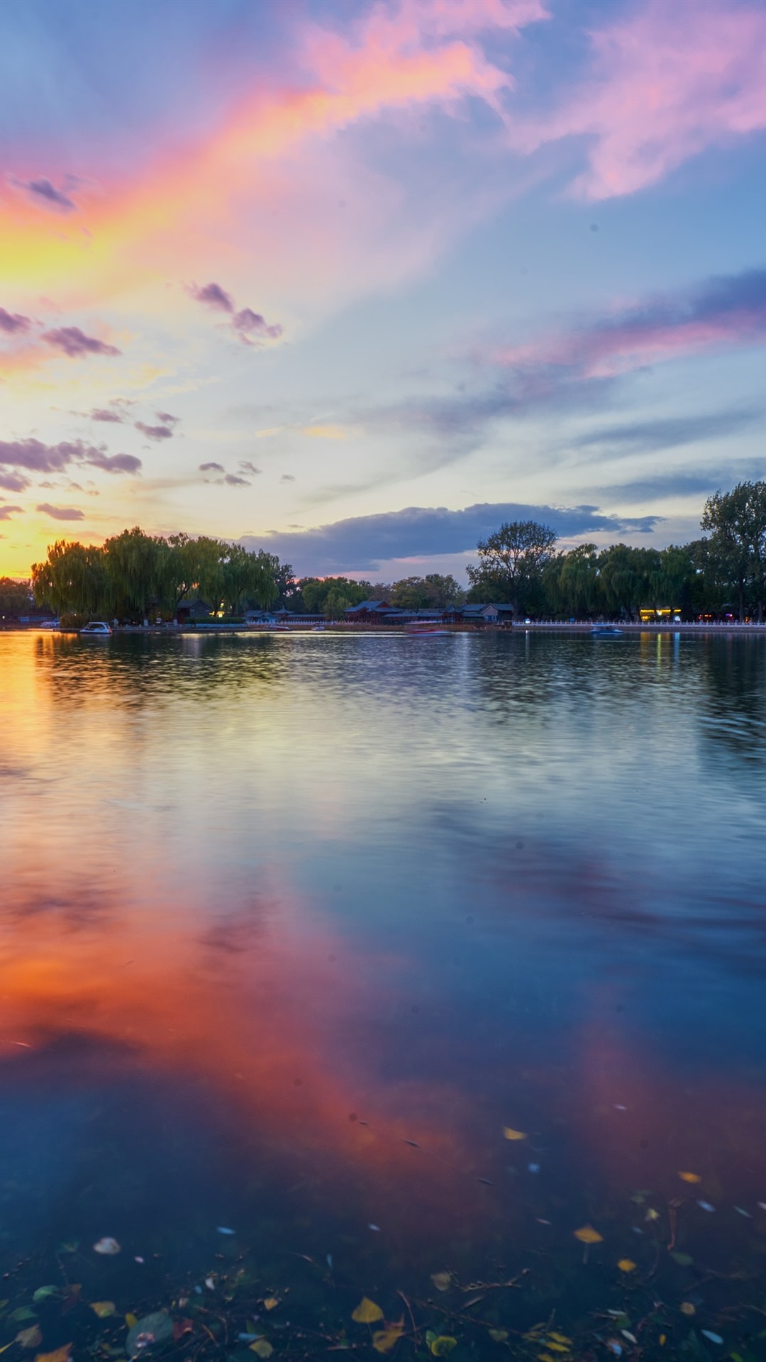 Beautiful Sunset, Park, Lake, Trees, Clouds, China 1080x1920 IPhone 8 7 6 6S Plus Wallpaper, Background, Picture, Image