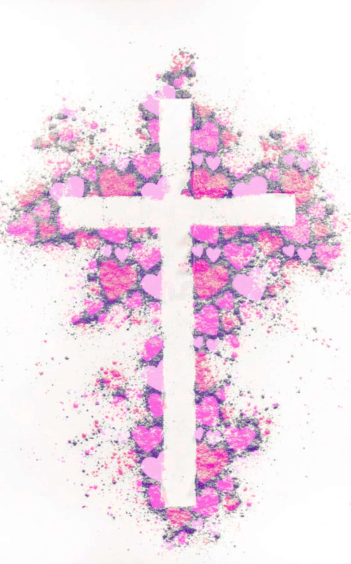 Download A Cross With Pink Hearts On It Wallpaper