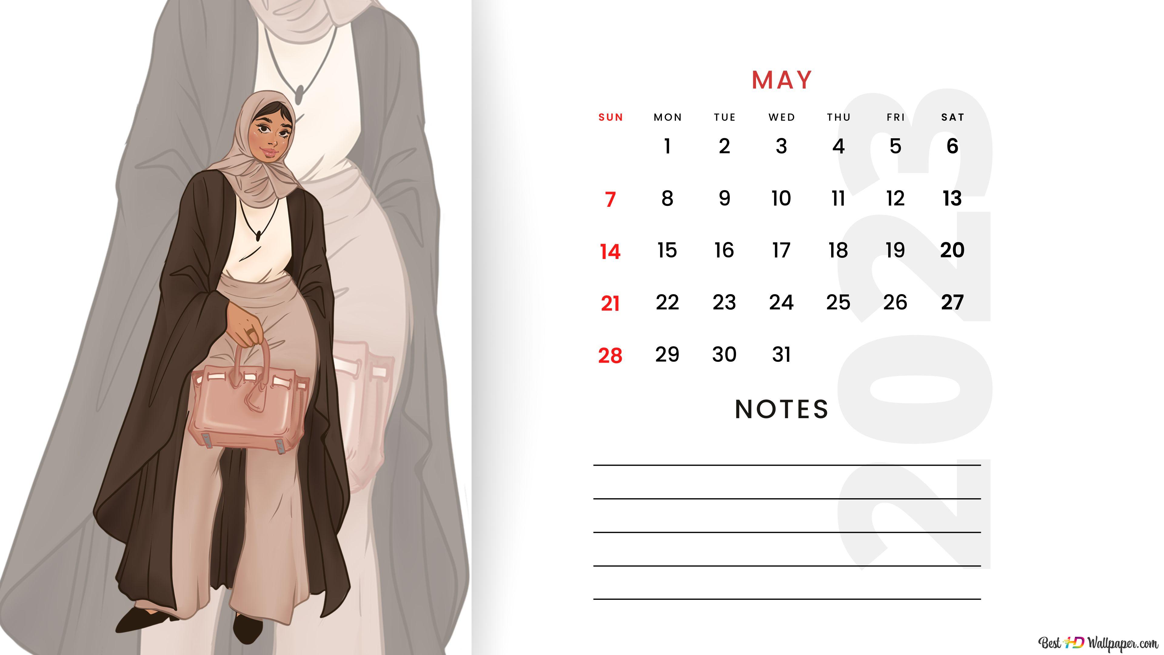 Desktop PC/ Laptop Calendar MAY 2023 woman 4K wallpaper download