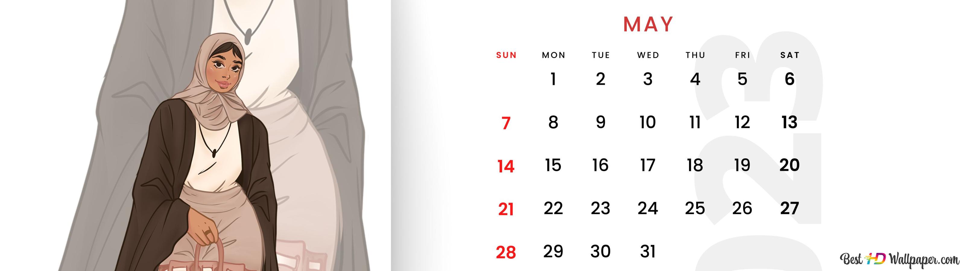 Desktop PC/ Laptop Calendar MAY 2023 woman 4K wallpaper download