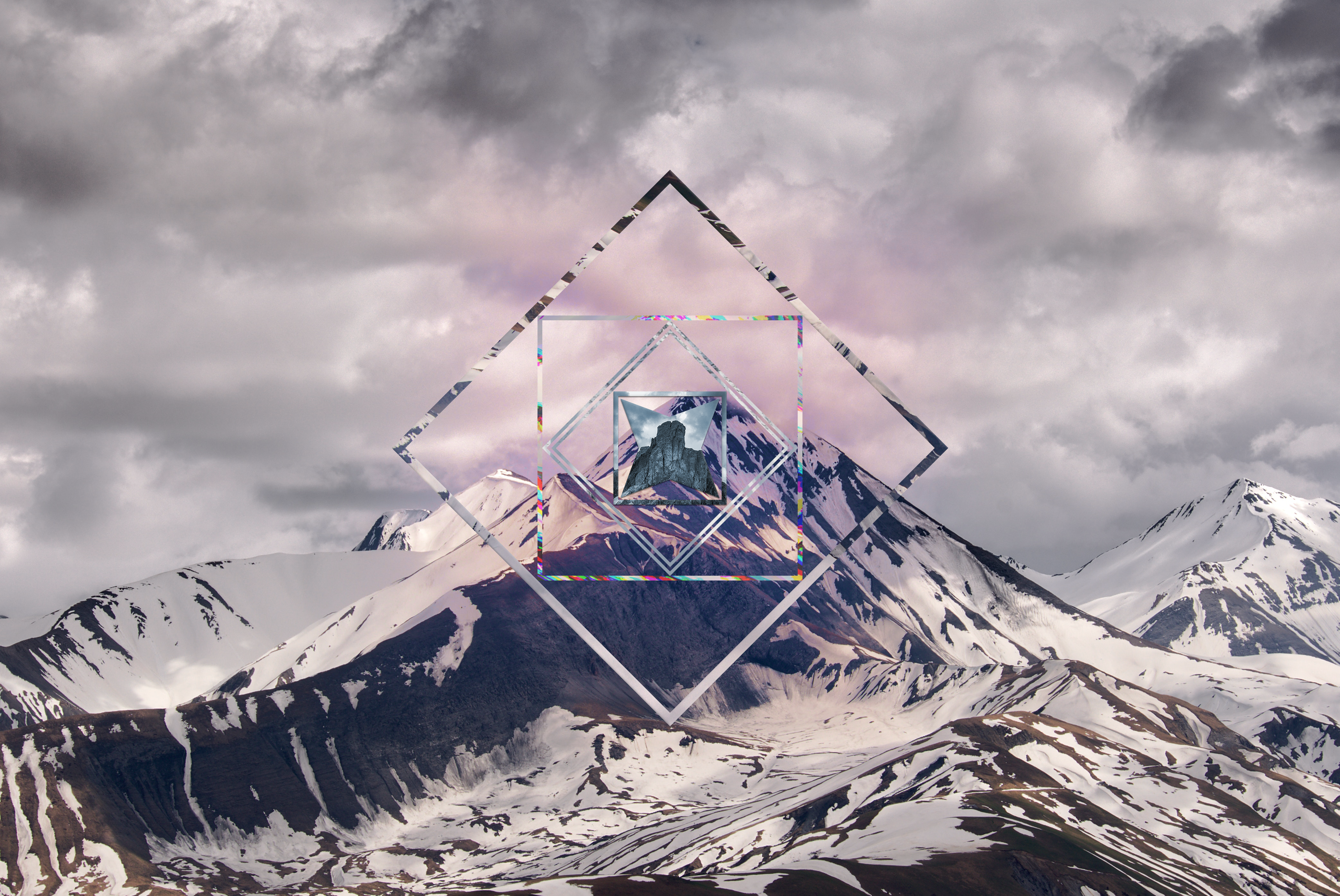 Wallpaper, polyscape, mountains, snow, geometry 4188x2800