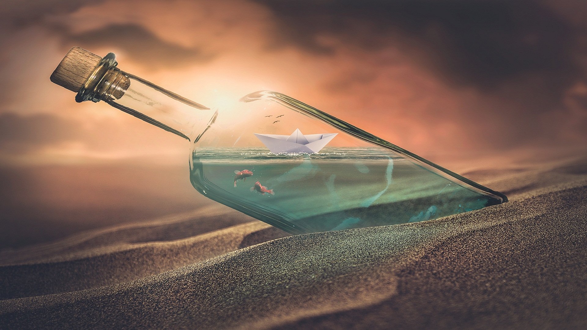 Ship In A Bottle HD Wallpaper