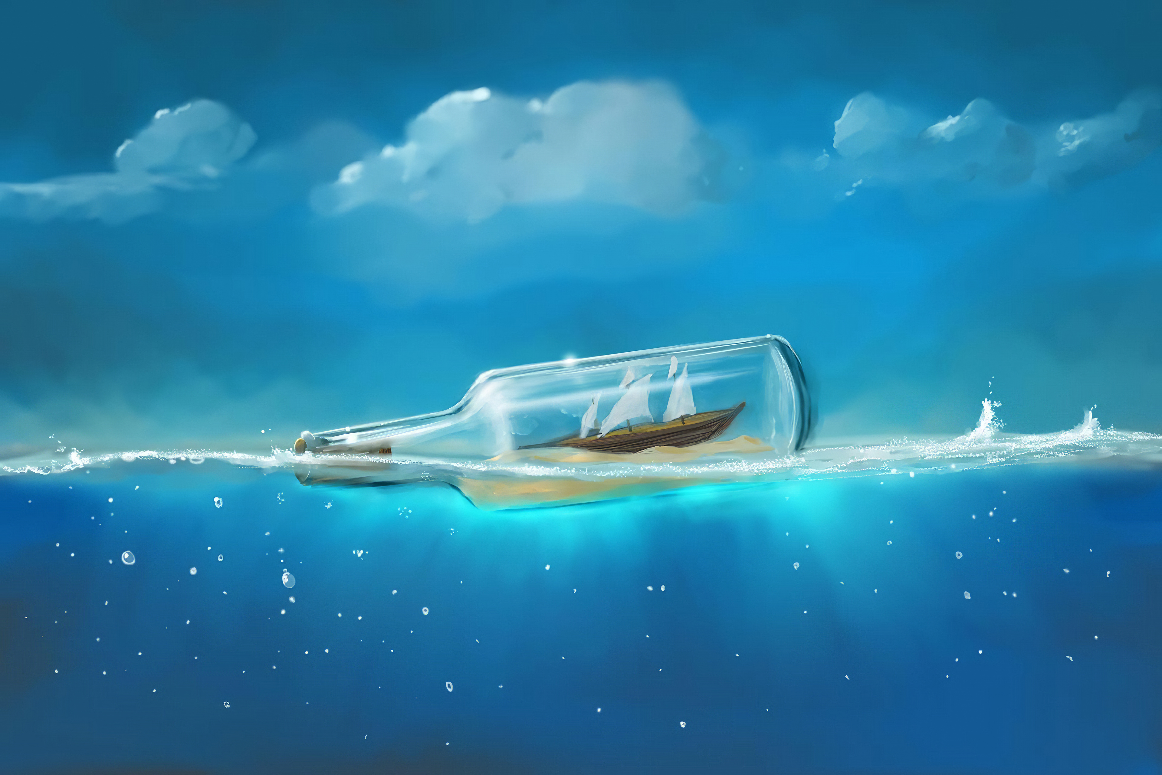 Wallpaper 4k Boat In A Bottle Wallpaper
