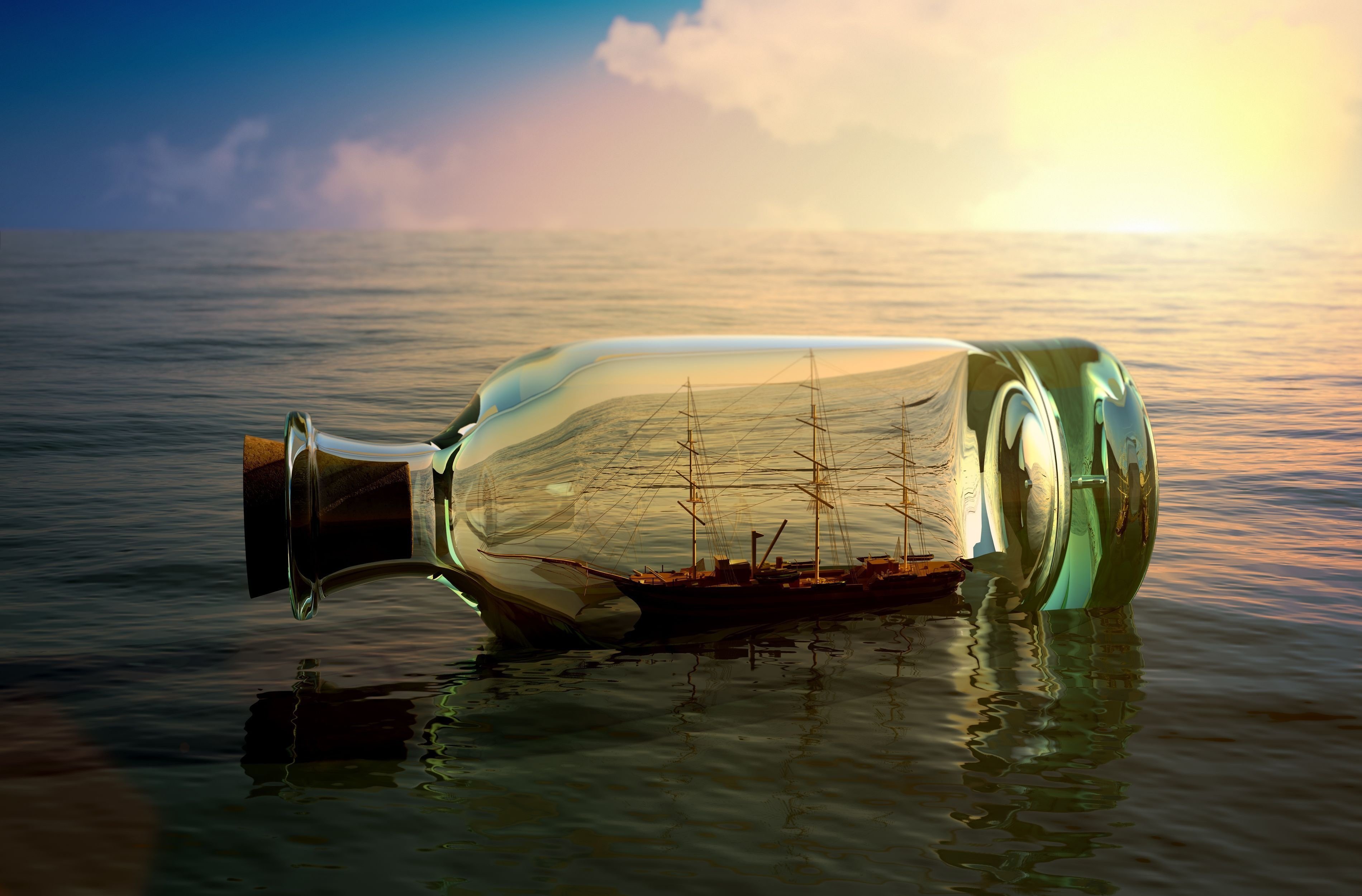 ship, Vessel, Bottle, Mood Wallpaper HD / Desktop and Mobile Background