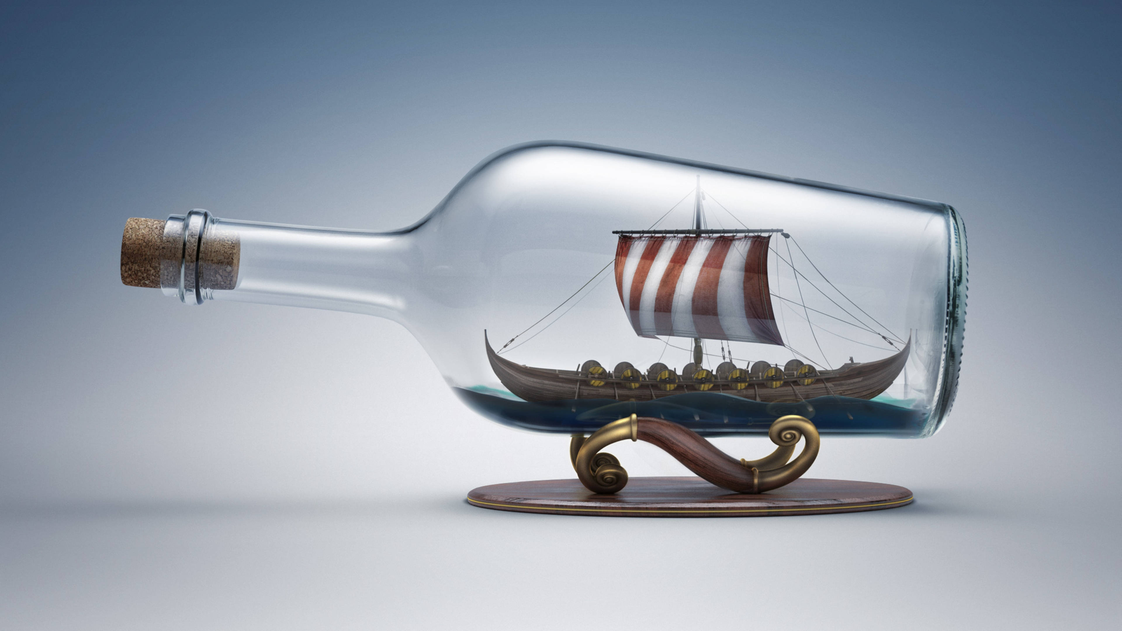 Download Viking Ship In A Bottle Wallpaper