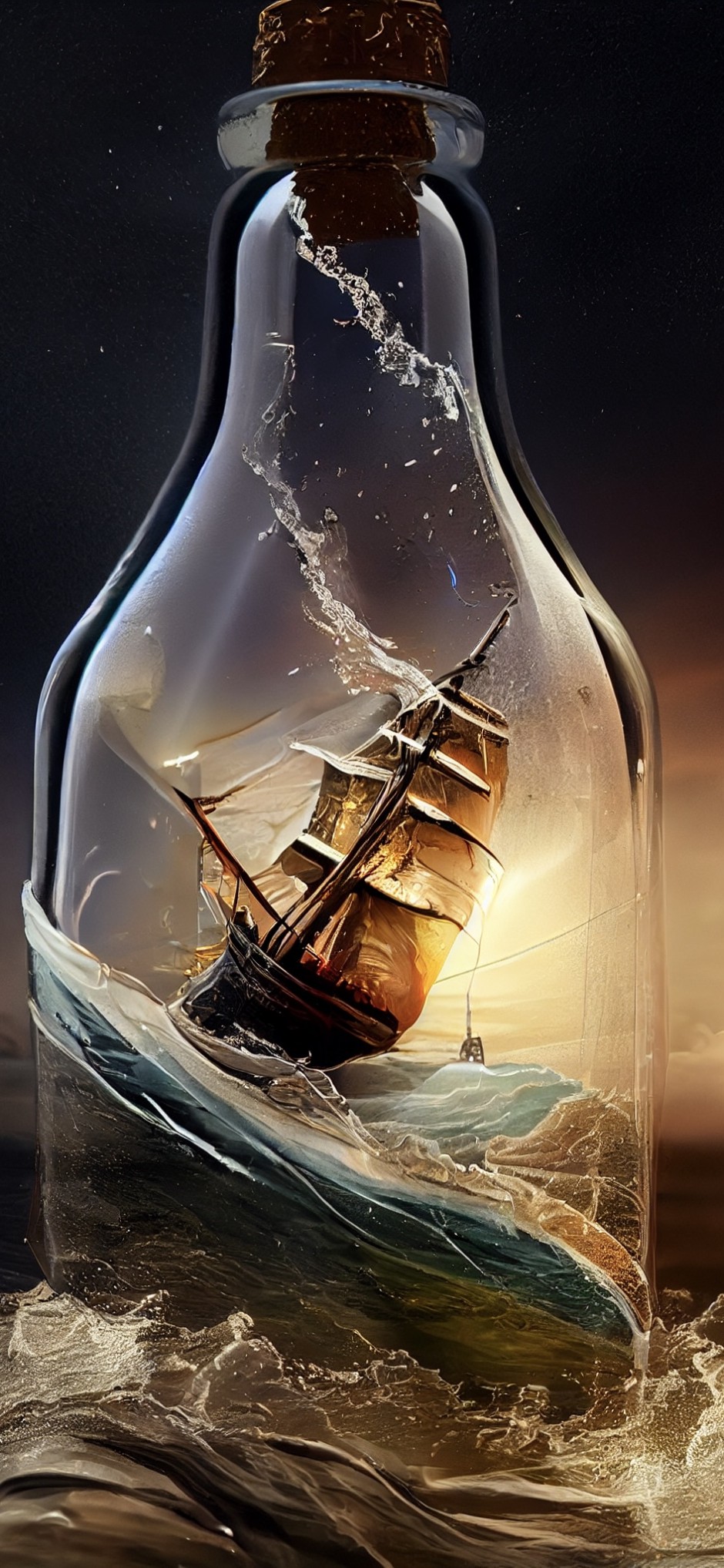 The magic water from the bottle - Wonderful 3D wallpaper