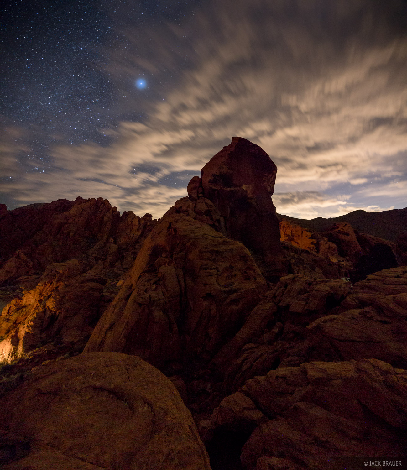 Nighttime over Valley of Fire. Valley of Fire State Park, Nevada. Mountain Photography