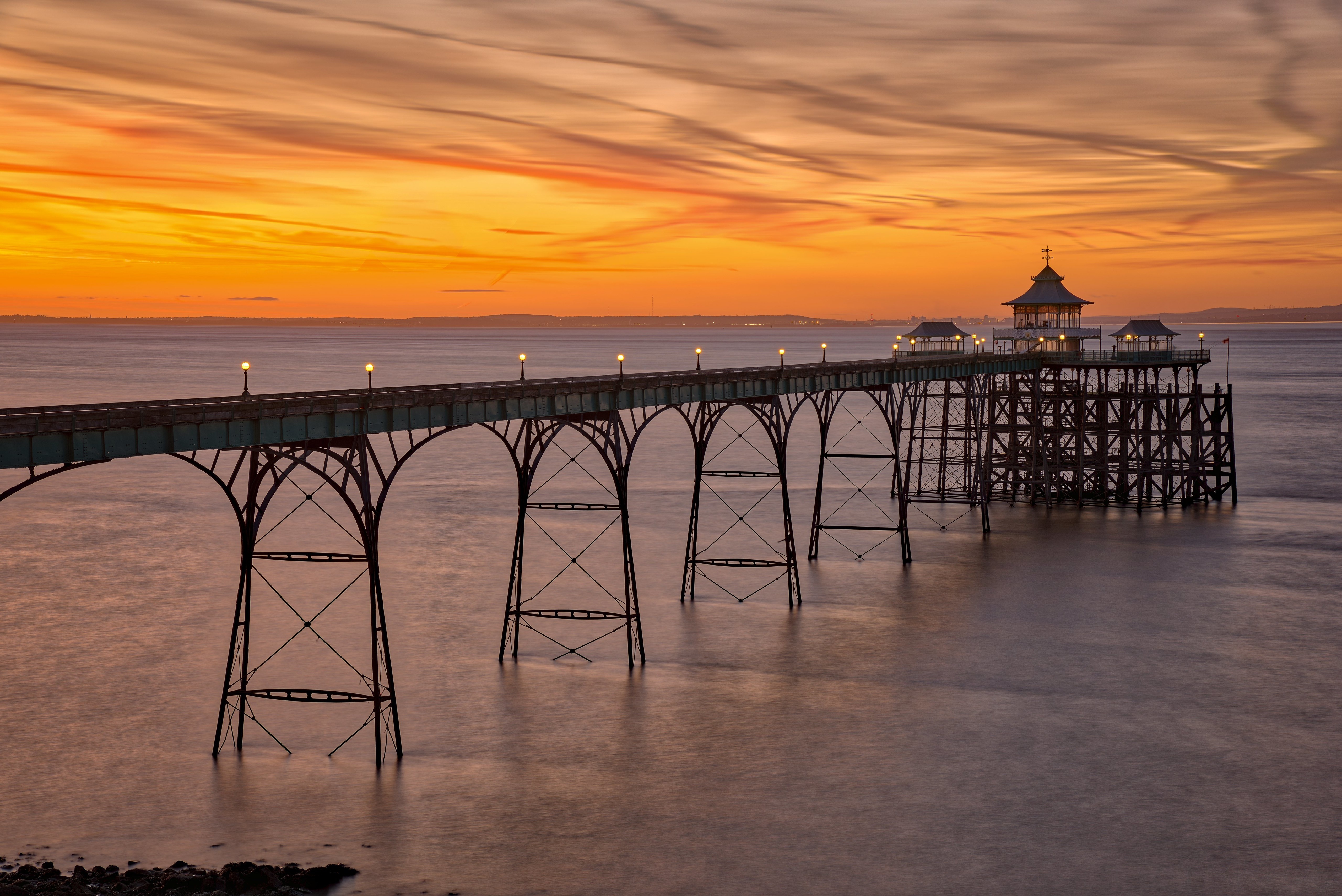 4K, 5K, Clevedon Pier, Somerset, England, Evening, Coast, Marinas Gallery HD Wallpaper