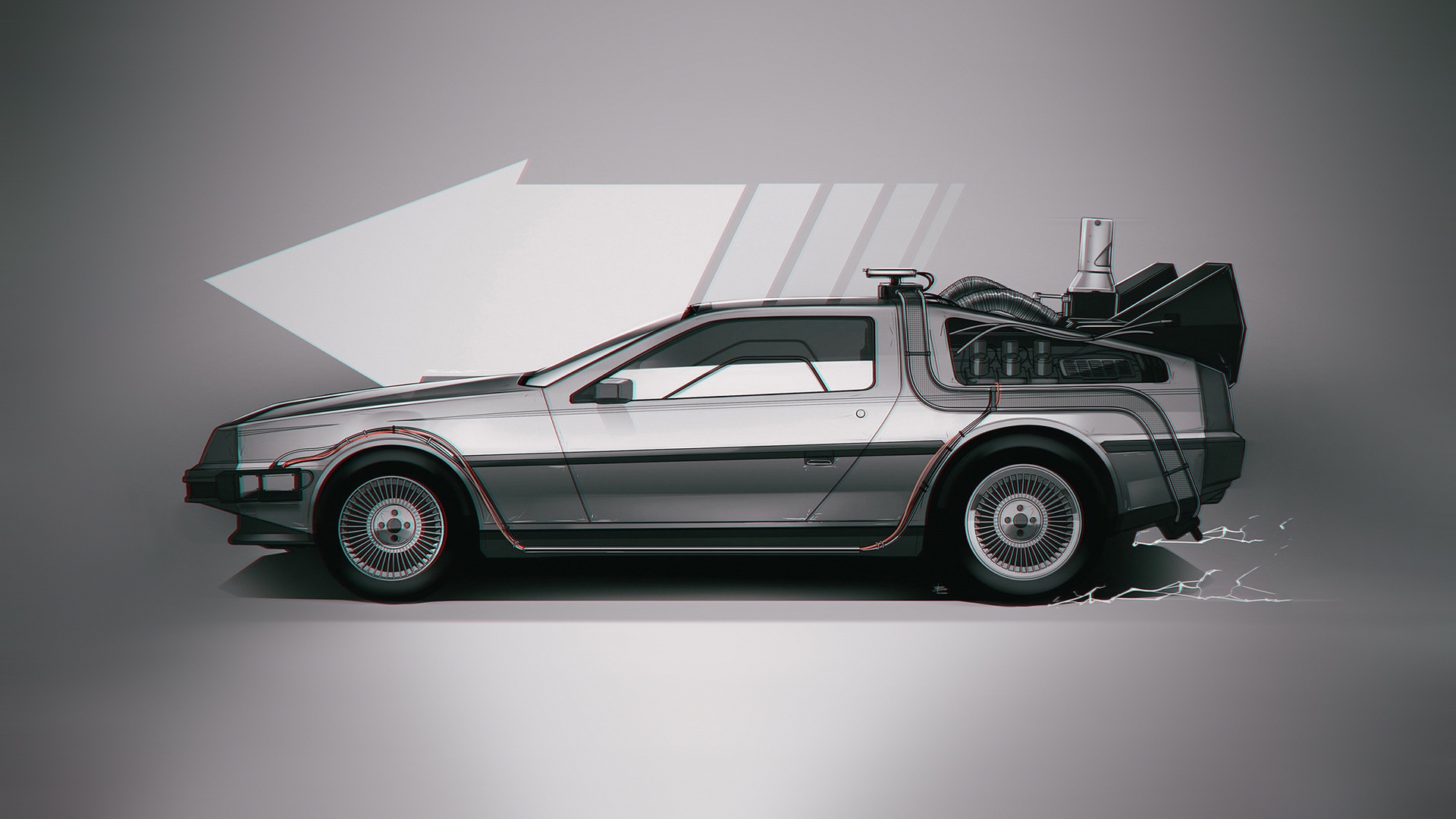 Wallpaper, car, time machine, artwork, movies, Back to the Future, DeLorean, vehicle 1920x1080