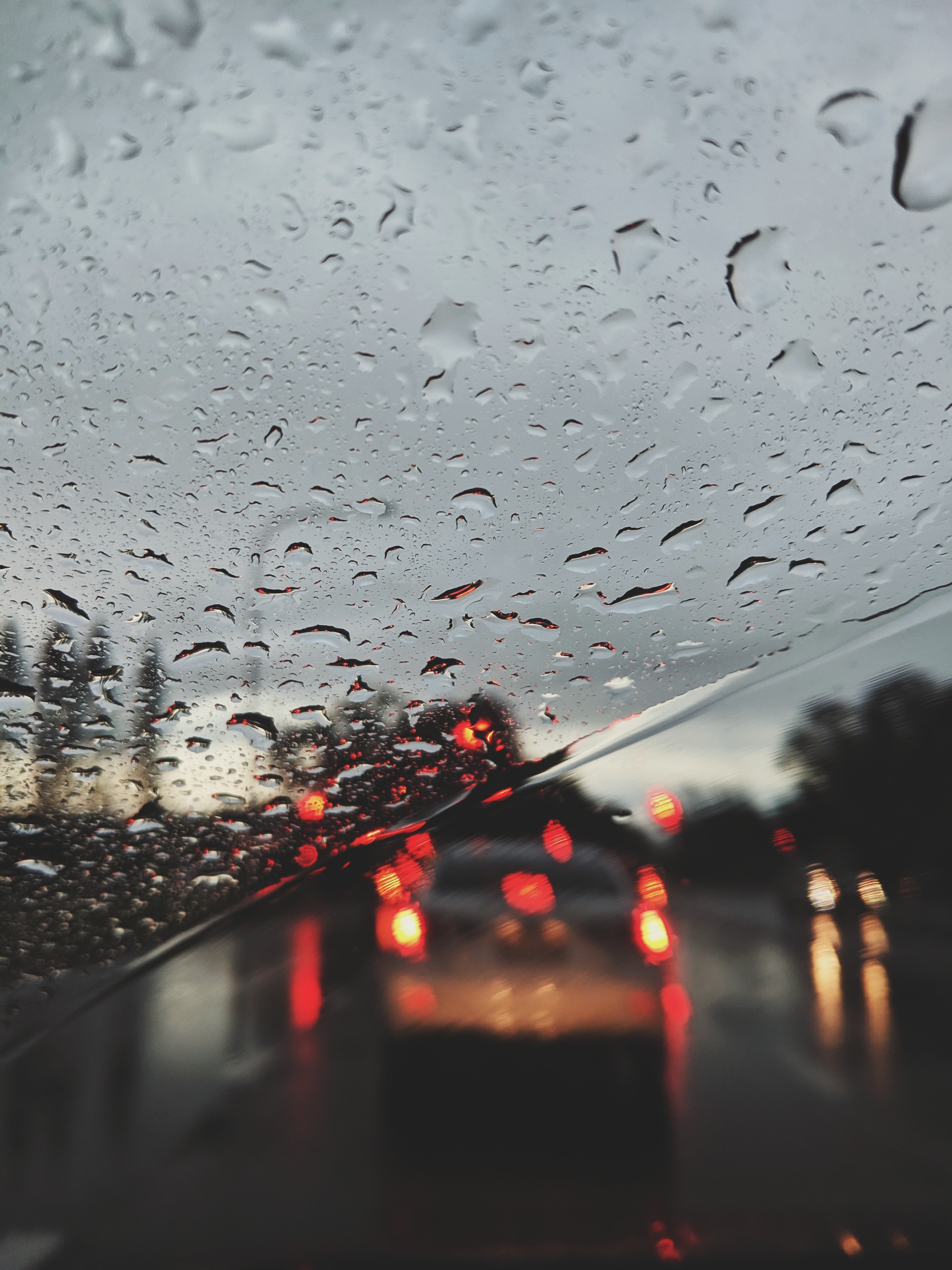 Close Up Of Raindrops On The Windshield · Free