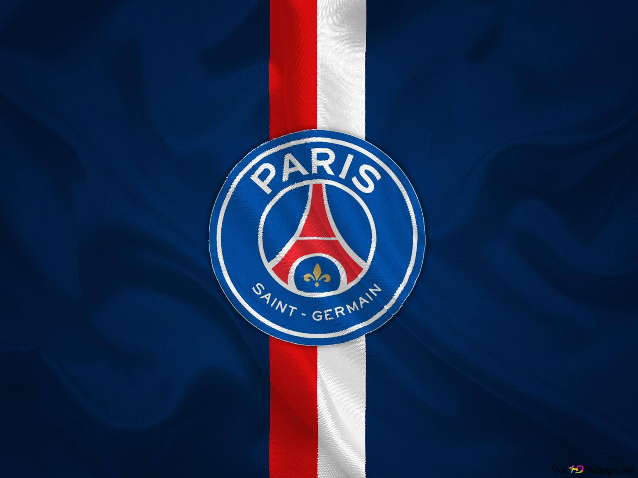 Paris Saint Germain football club logo flag 2K wallpaper download