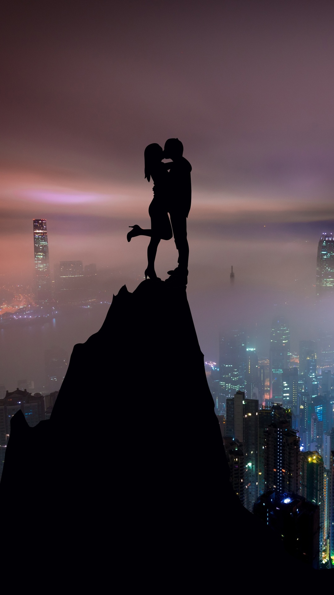 1080x1920 love, kiss, mountains, skycrapper, buildings, hd, illustration, photography for iphone wallpaper