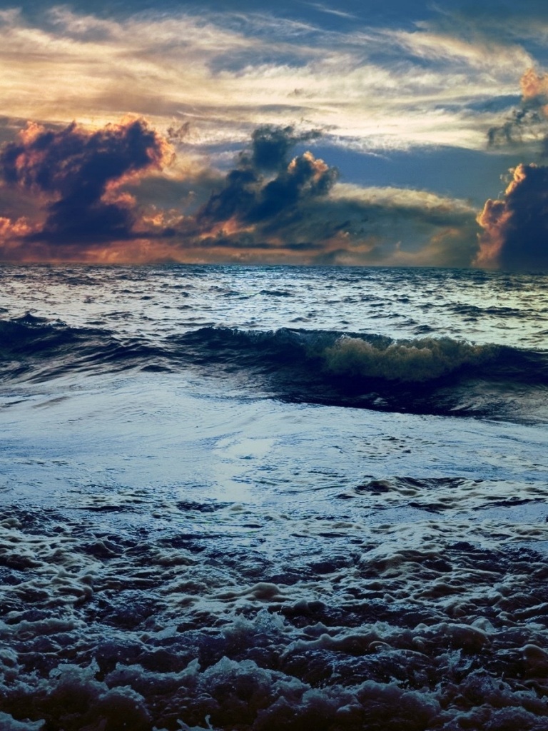 Dark Ocean Calico Clouds Storm iPad wallpaper