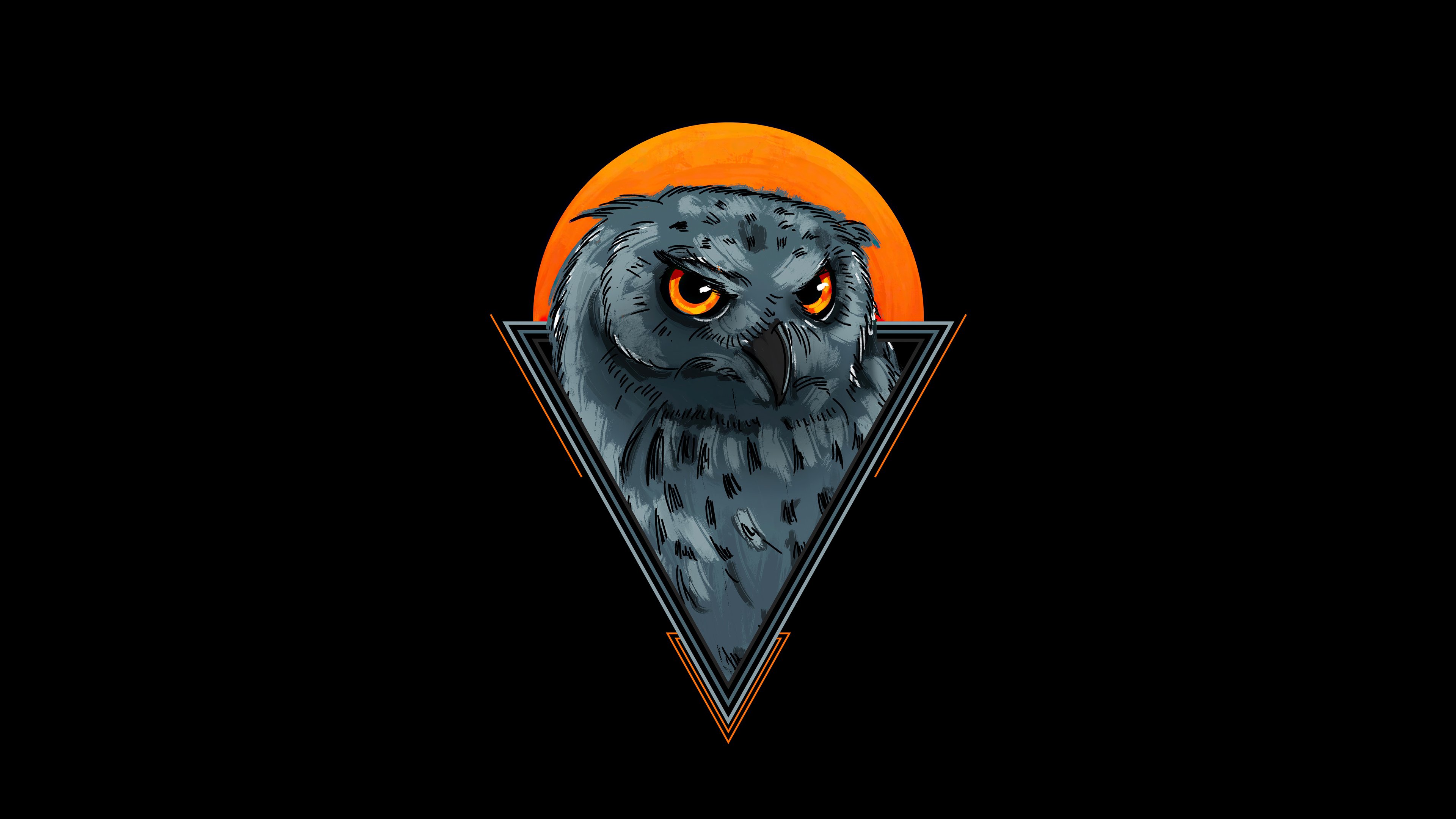 Owl minimalist design Wallpaper 4k Ultra HD