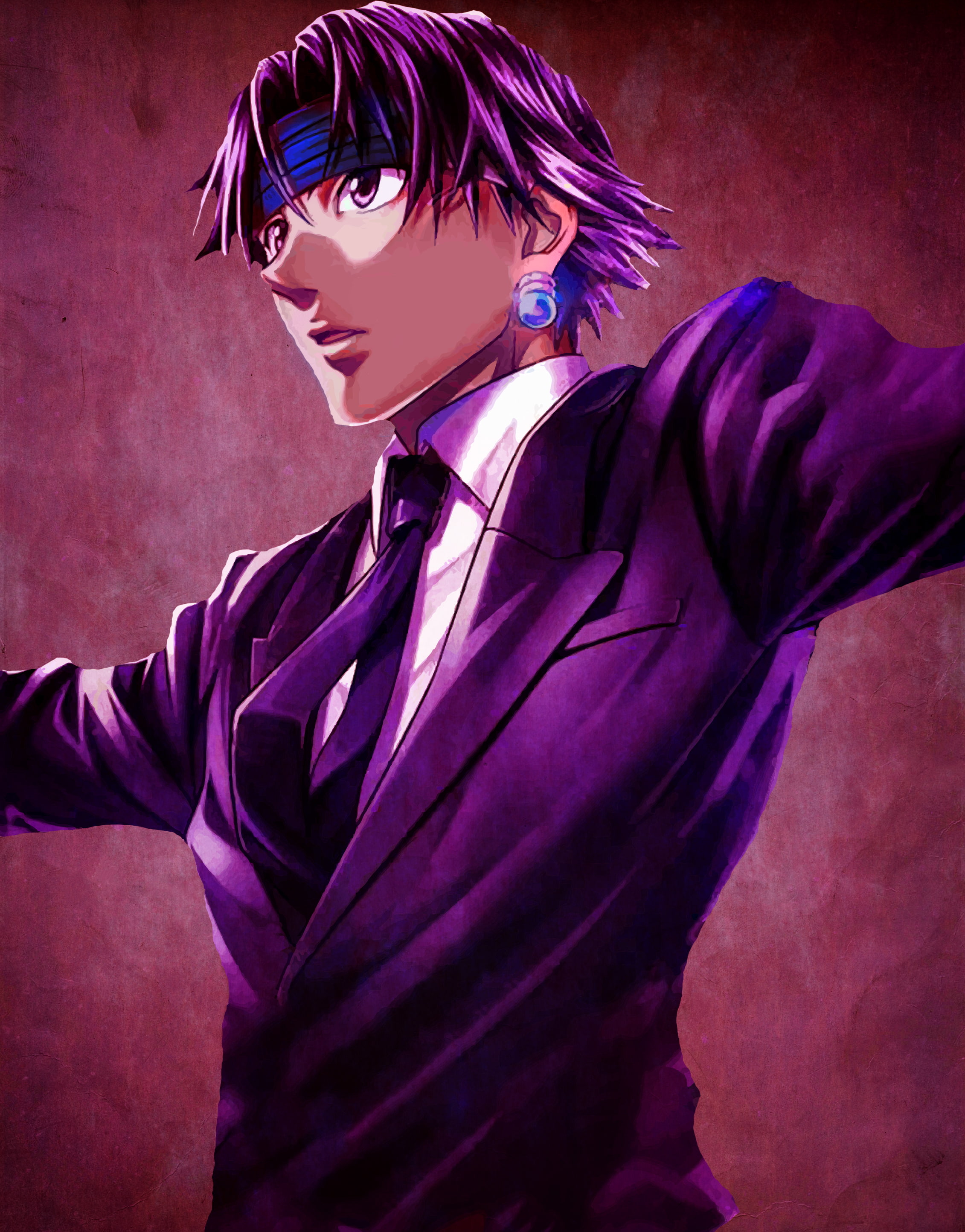 Wallpaper / tie, anime boys, anime, 2K, purple hair, Hunter x Hunter free download