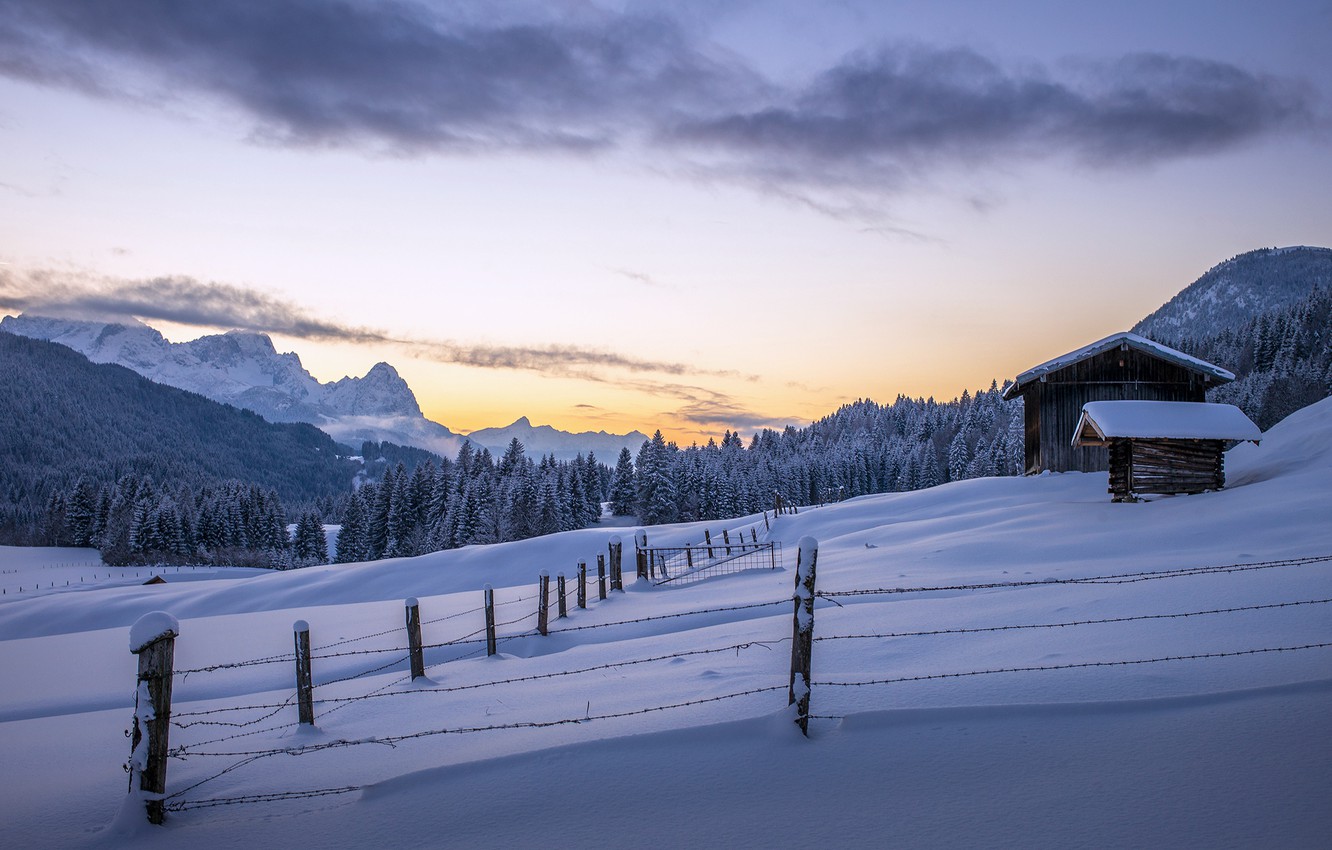 Wallpaper winter, forest, the sky, mountains, Germany, Alps, Germany, Bavarian Alps image for desktop, section природа