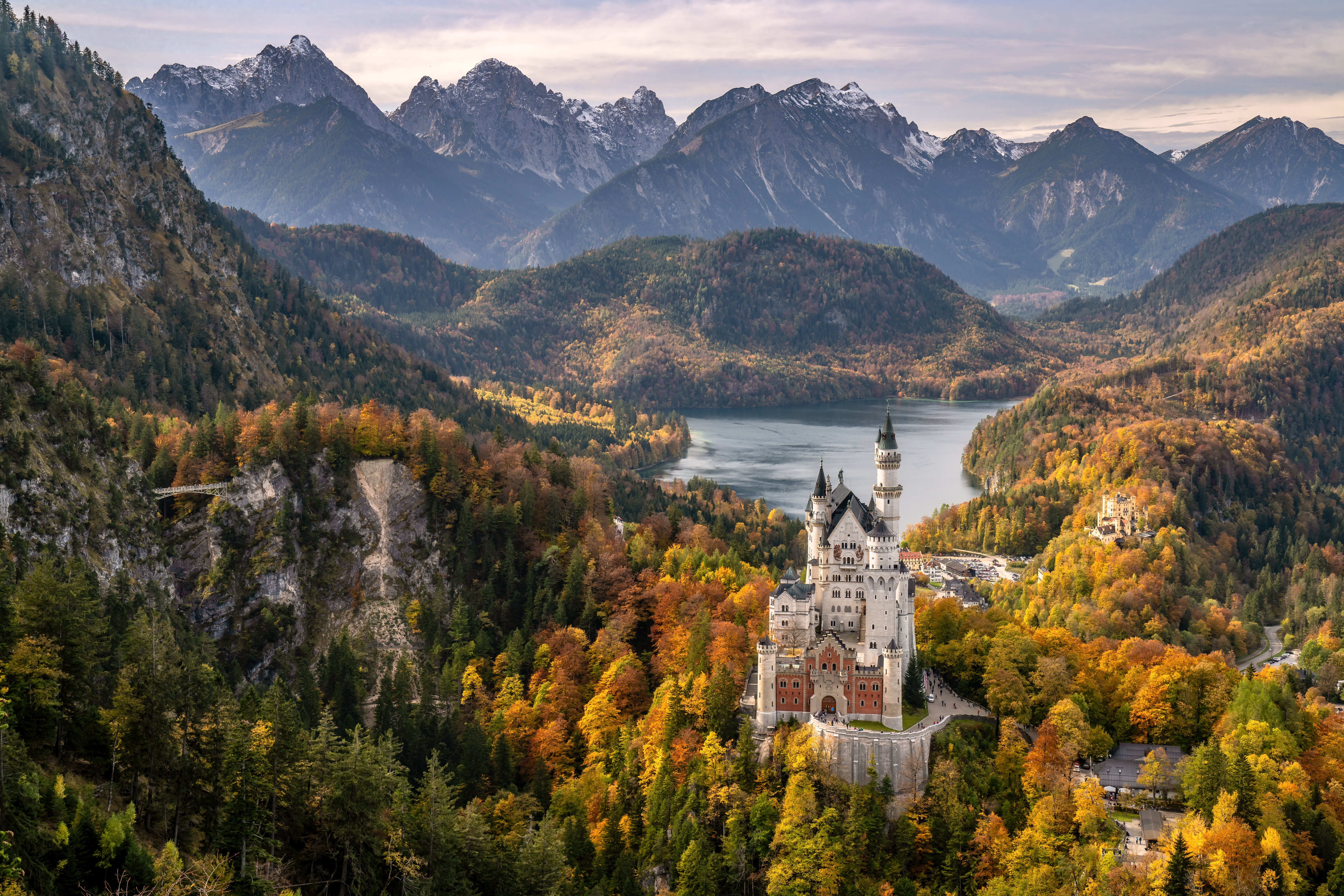 HD desktop wallpaper: Castles, Alps, Germany, Bavaria, Neuschwanstein Castle, Man Made download free picture