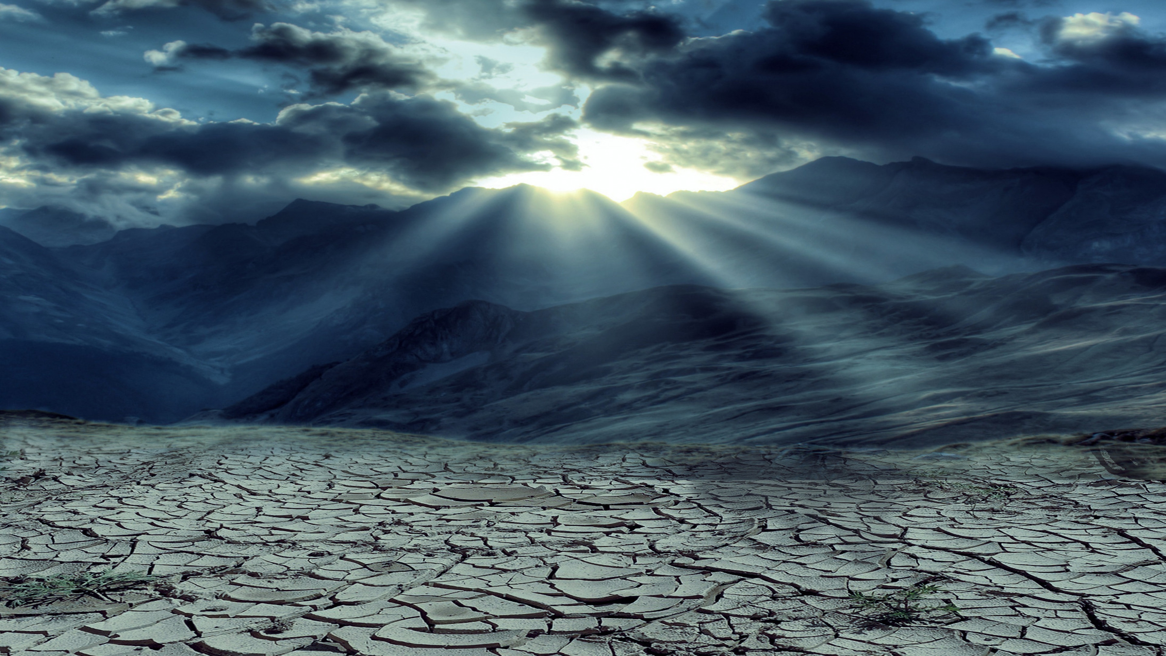 Wallpaper 4k Drought Mountains Cloud Sun Rays 4k Wallpaper