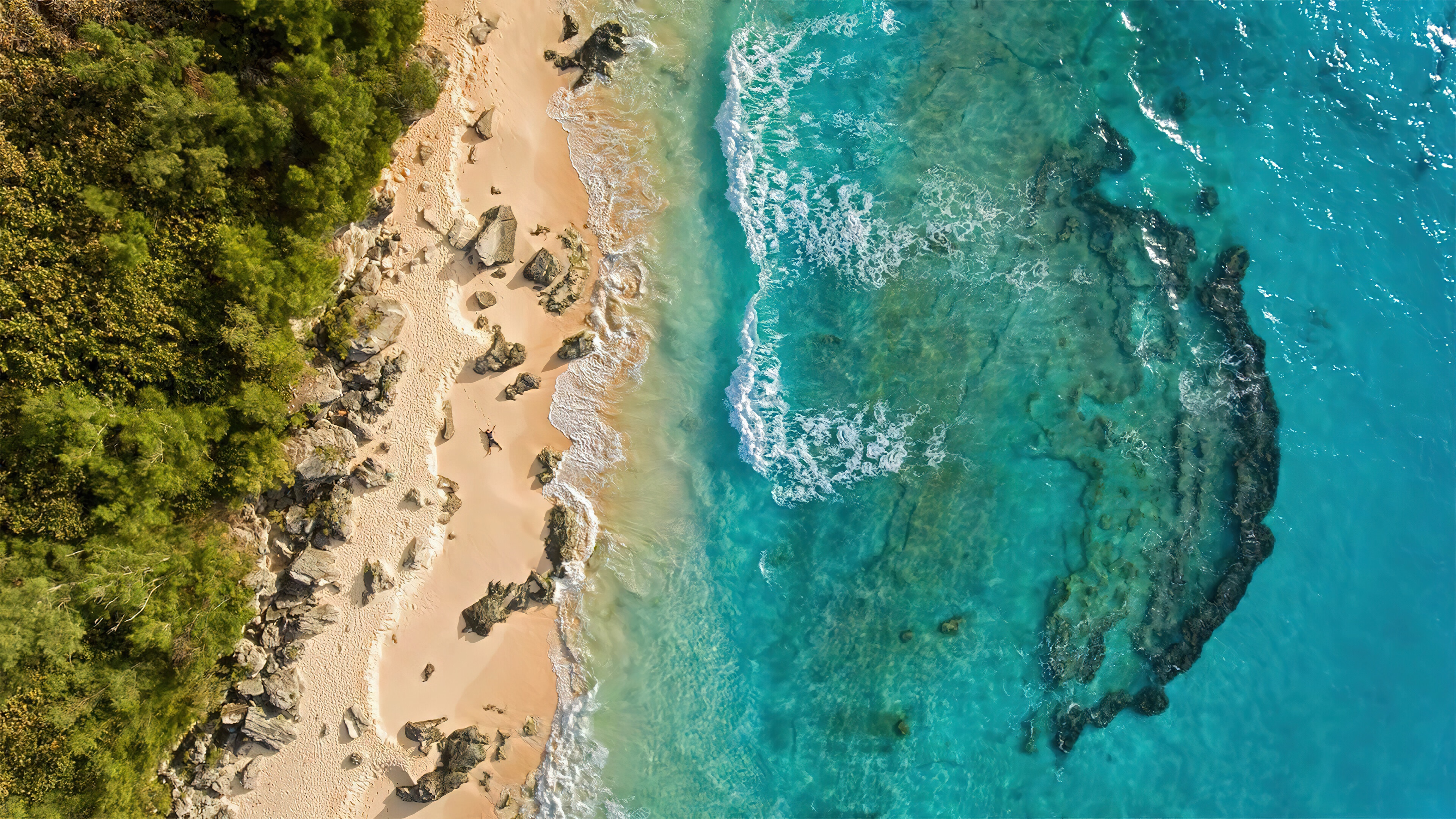 wallpaper, marley beach, bermuda, ocean, aerial view, scenery, 4k, HD Gallery HD Wallpaper