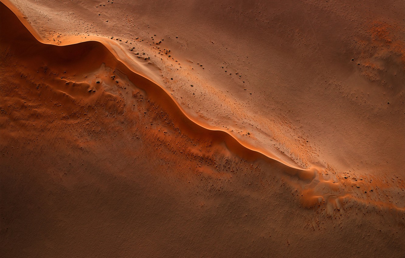 Wallpaper sand, stones, desert, barkhan, the view from the top, aerial photography image for desktop, section природа