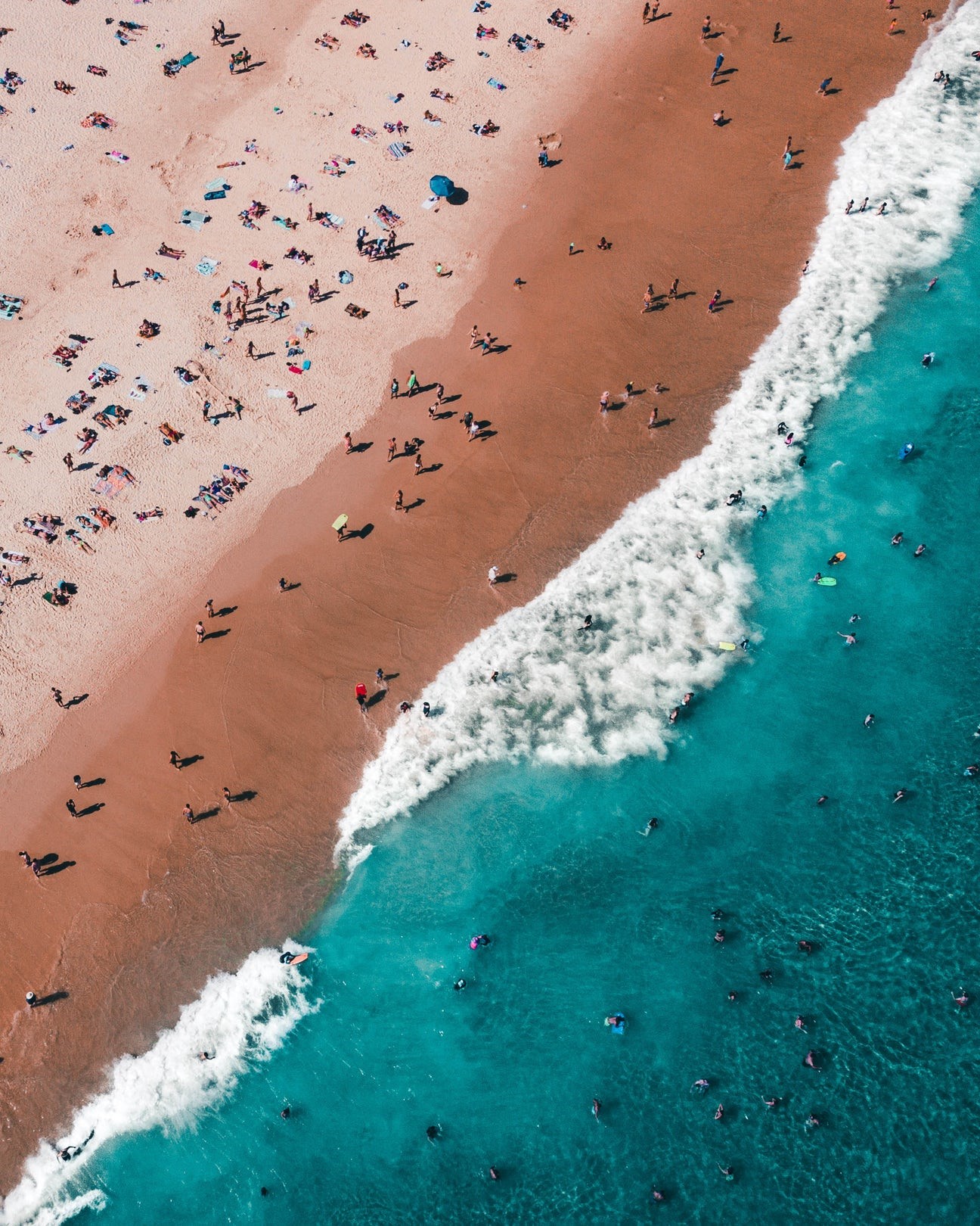aerial view, landscape, beach, top view, drone photo, crowds Gallery HD Wallpaper