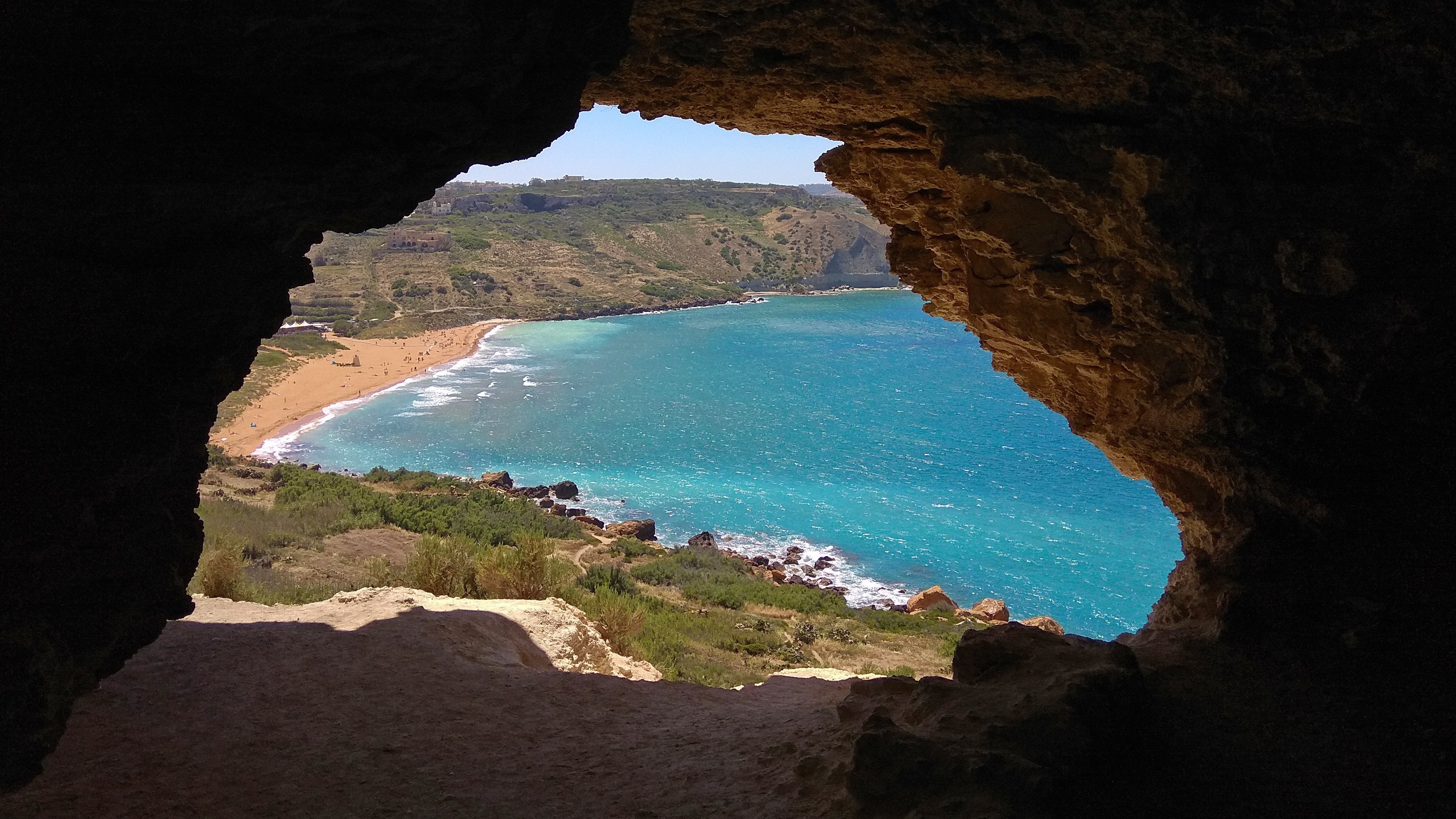 Seaside Through a Cave 4K wallpaper