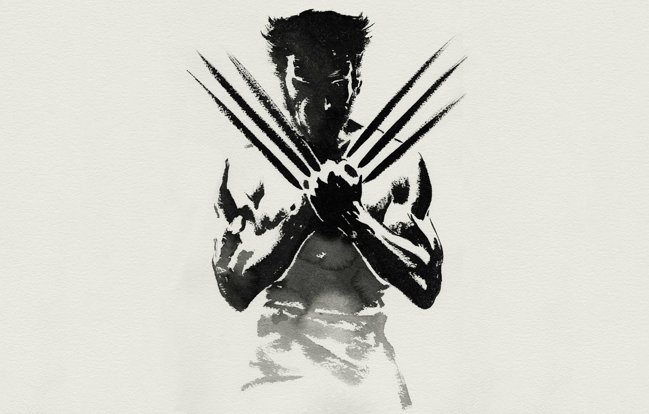 Wallpaper Look, Pose, Figure, Minimalism, Art, Claws, Wolverine, Minimalism, Muscle, Art, Drawing, Logan, X Men, X Men Image For Desktop, Section минимализм