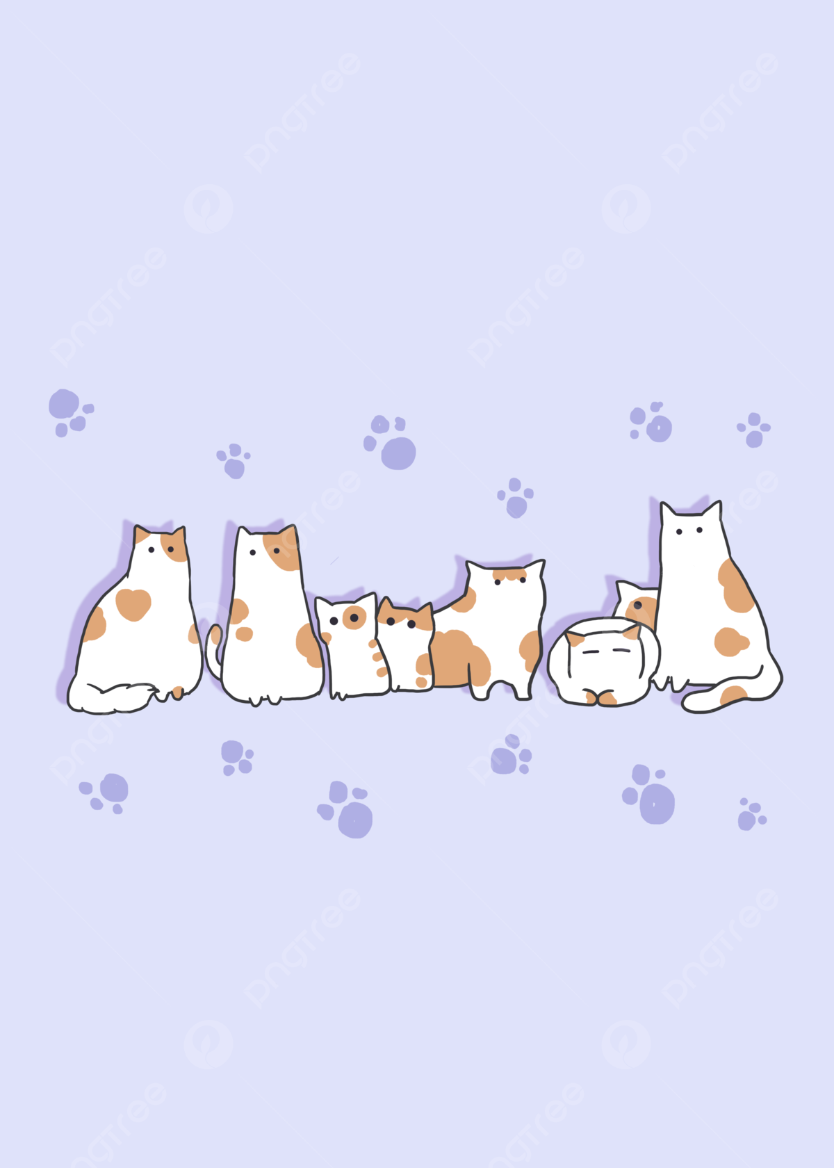 Simple Pet Three Flower Cat Lines Background Wallpaper Image For Free Download