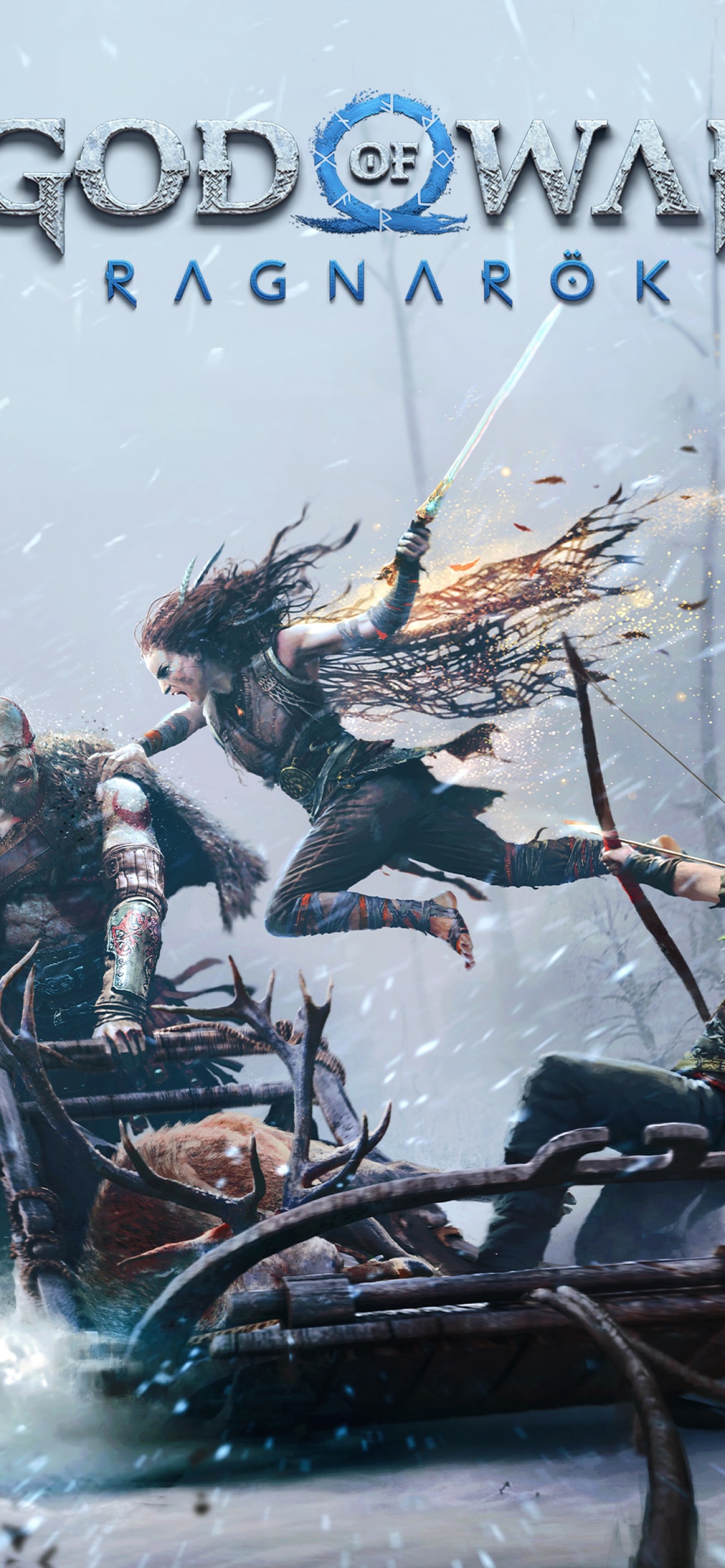 God of War Ragnarök Wallpaper 4K, Kratos, Freya, Atreus, Games