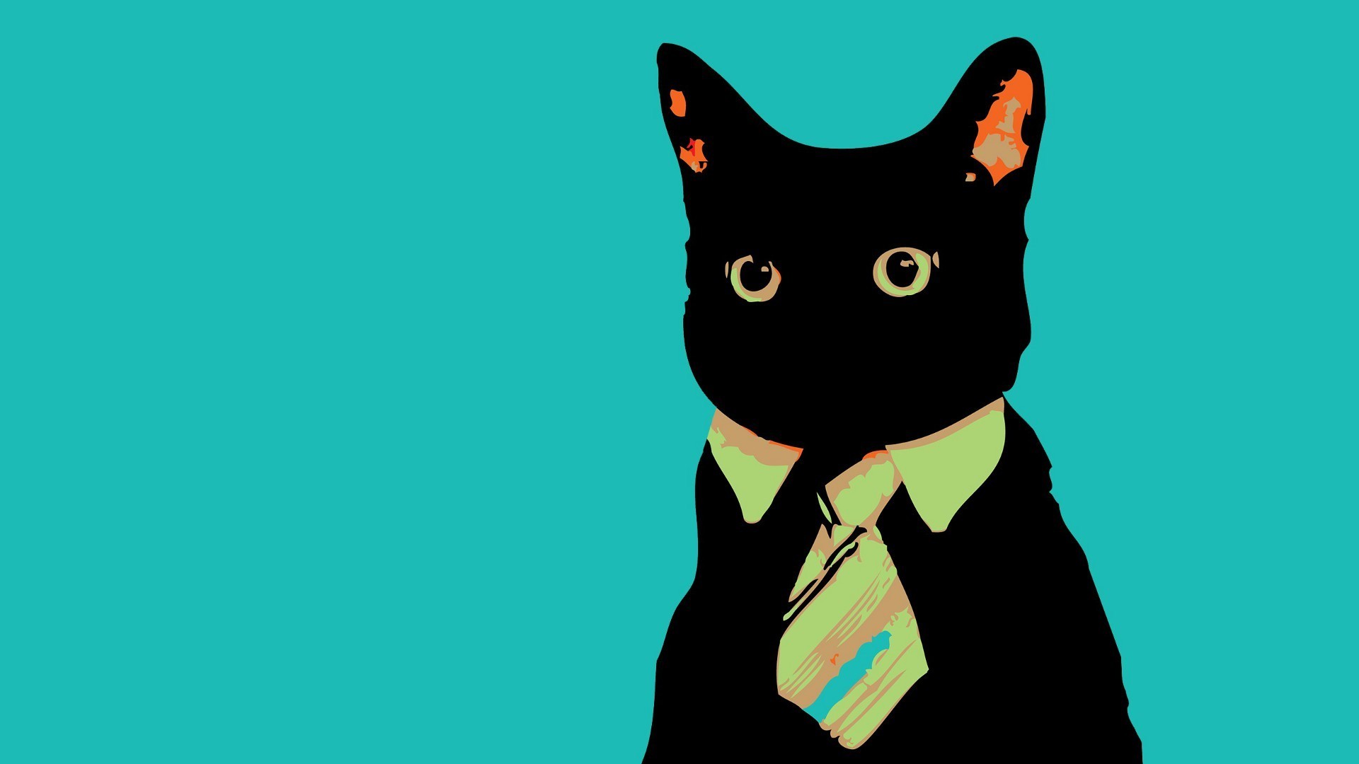 Business Cat, internet, digital art, simple background, artwork, cat Gallery HD Wallpaper