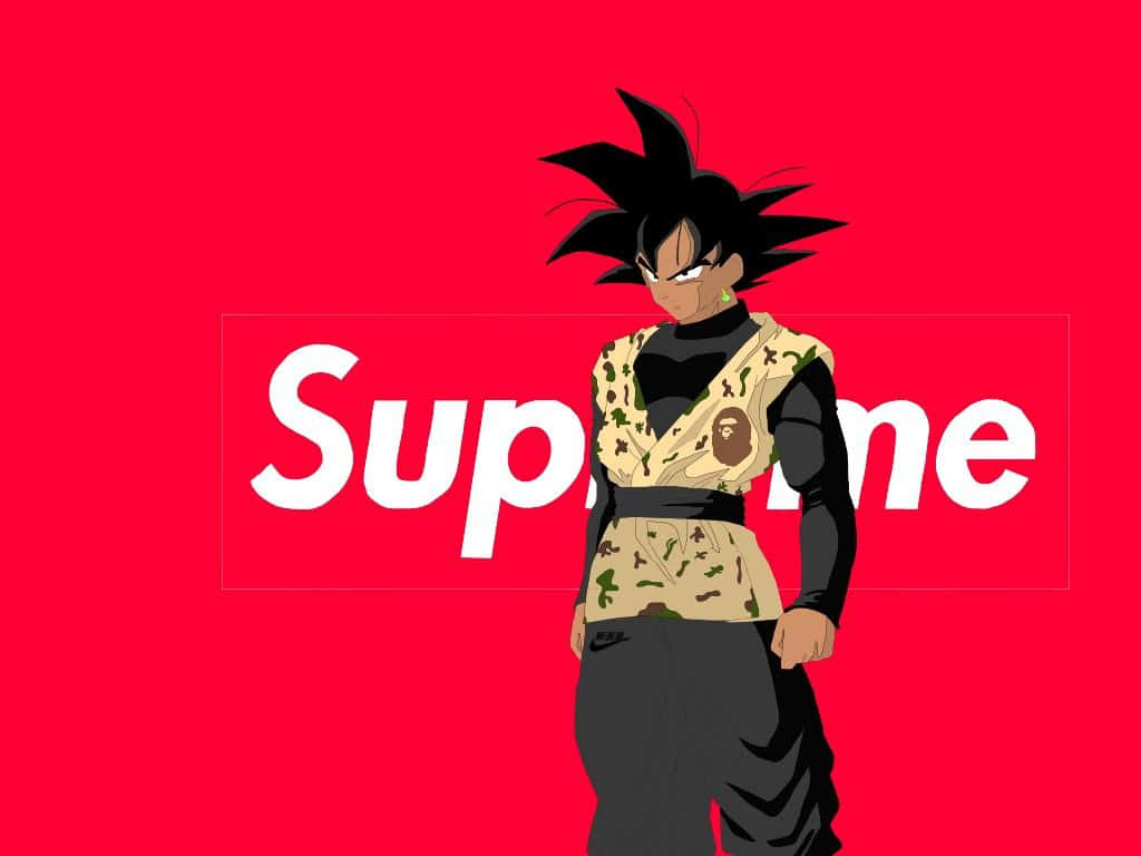 Download Supreme Drip Logo With Son Goku Wallpaper