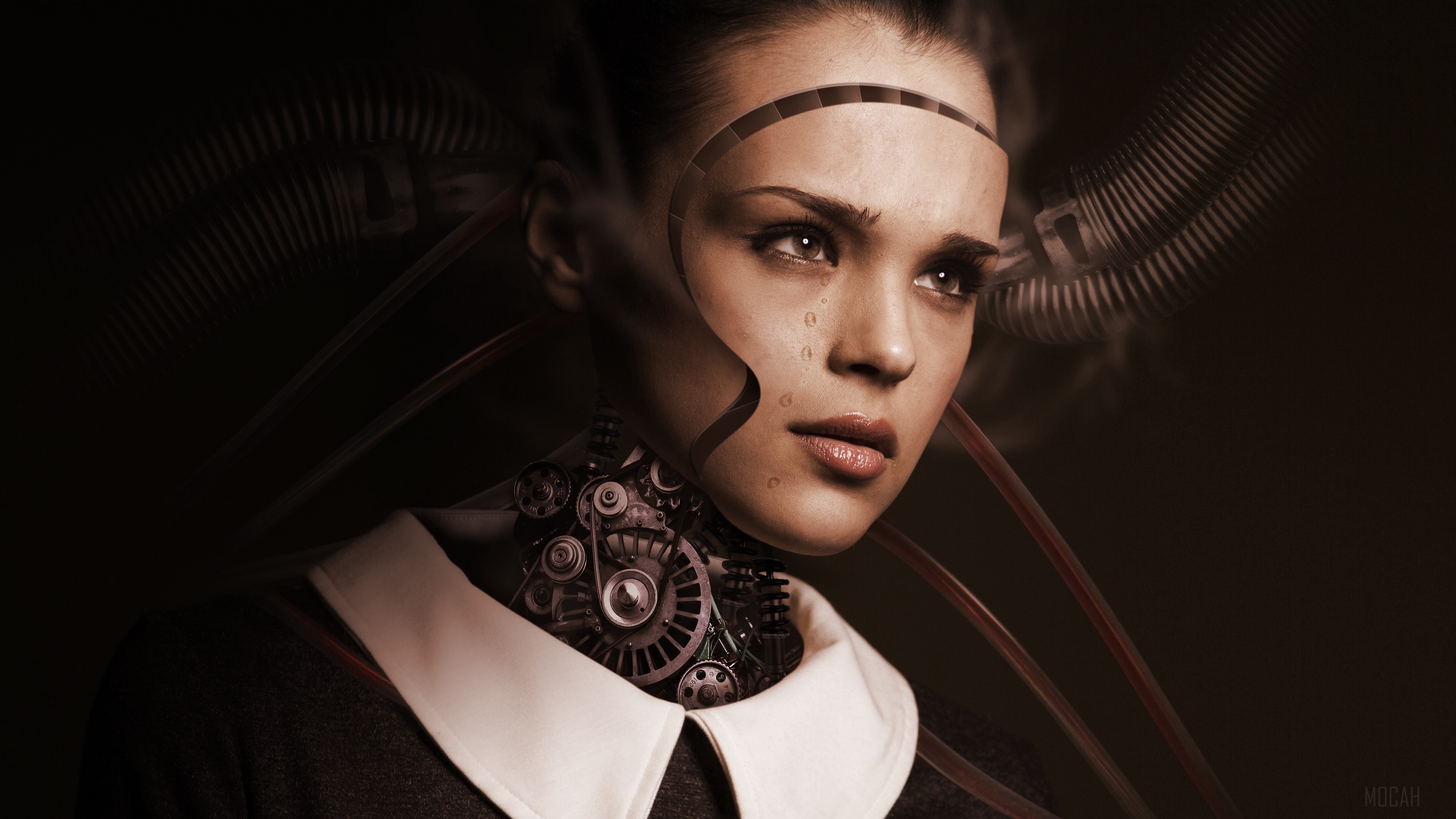 robot, girl, cyborg, future, sadness, tears, feelings, artificial intelligence 4k Gallery HD Wallpaper