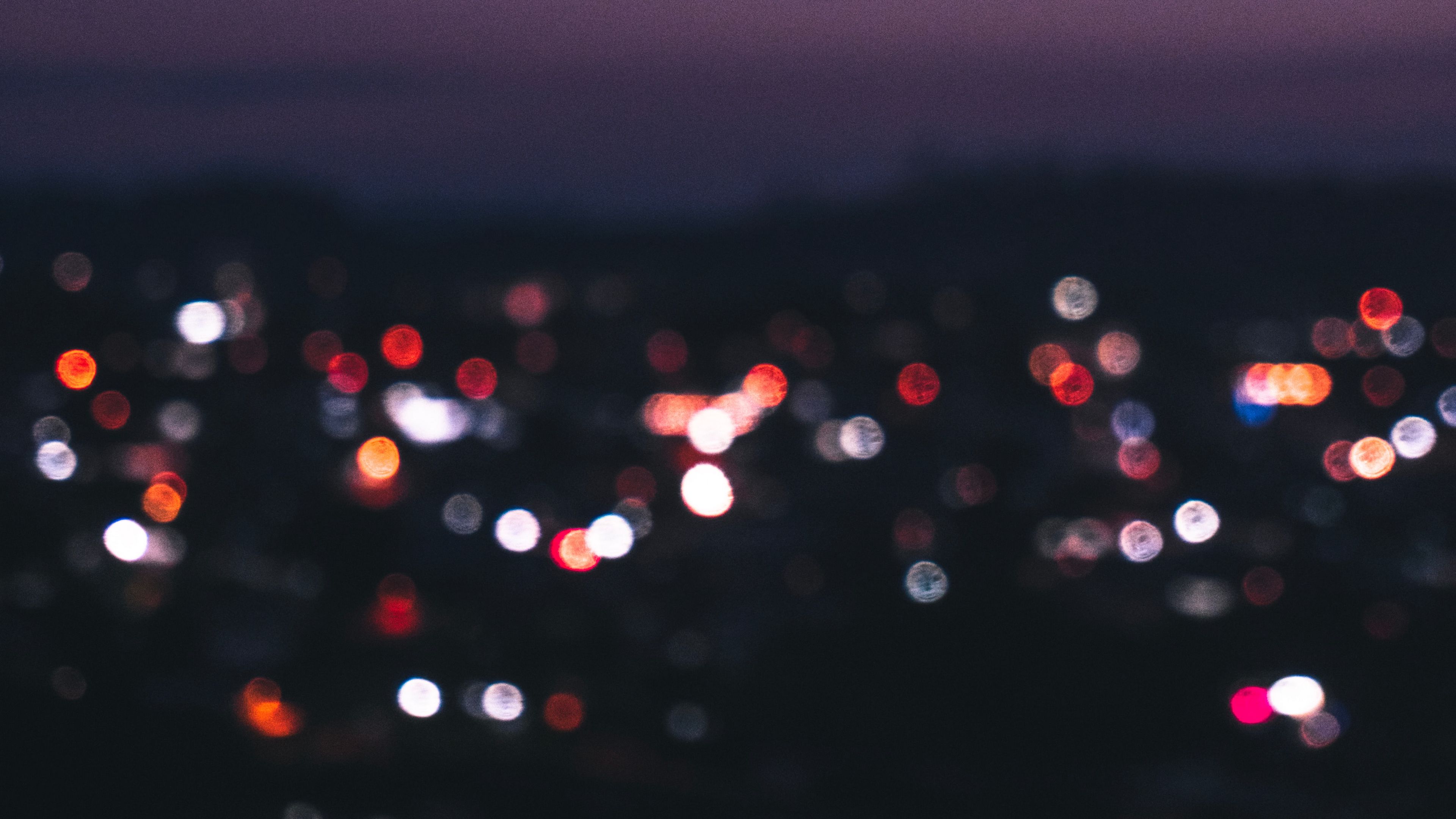 Wallpaper / night city, lights, blur, glare, bokeh, 4k free download