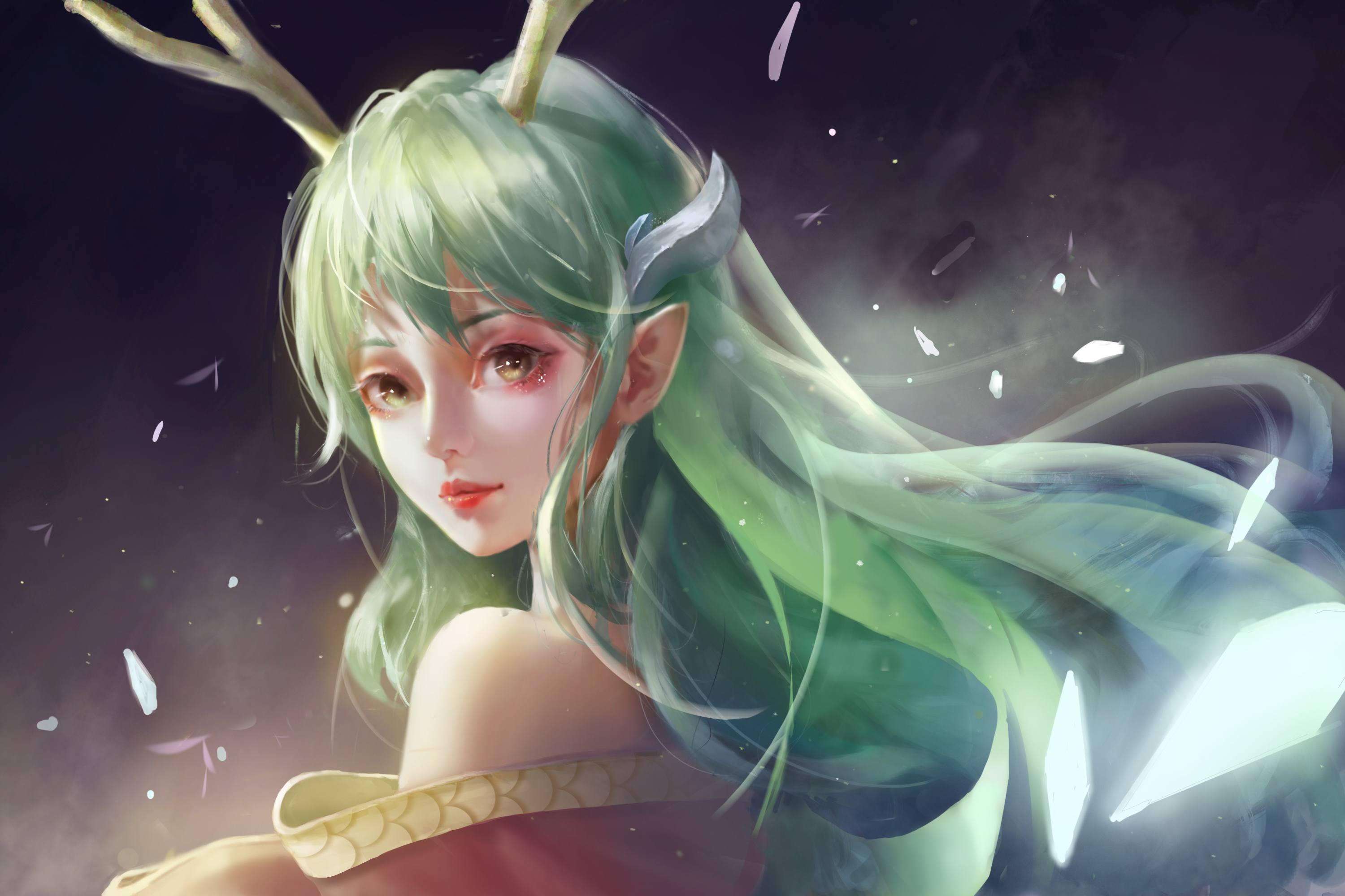 Fantasy Elf HD, Green Hair, Woman Gallery HD Wallpaper