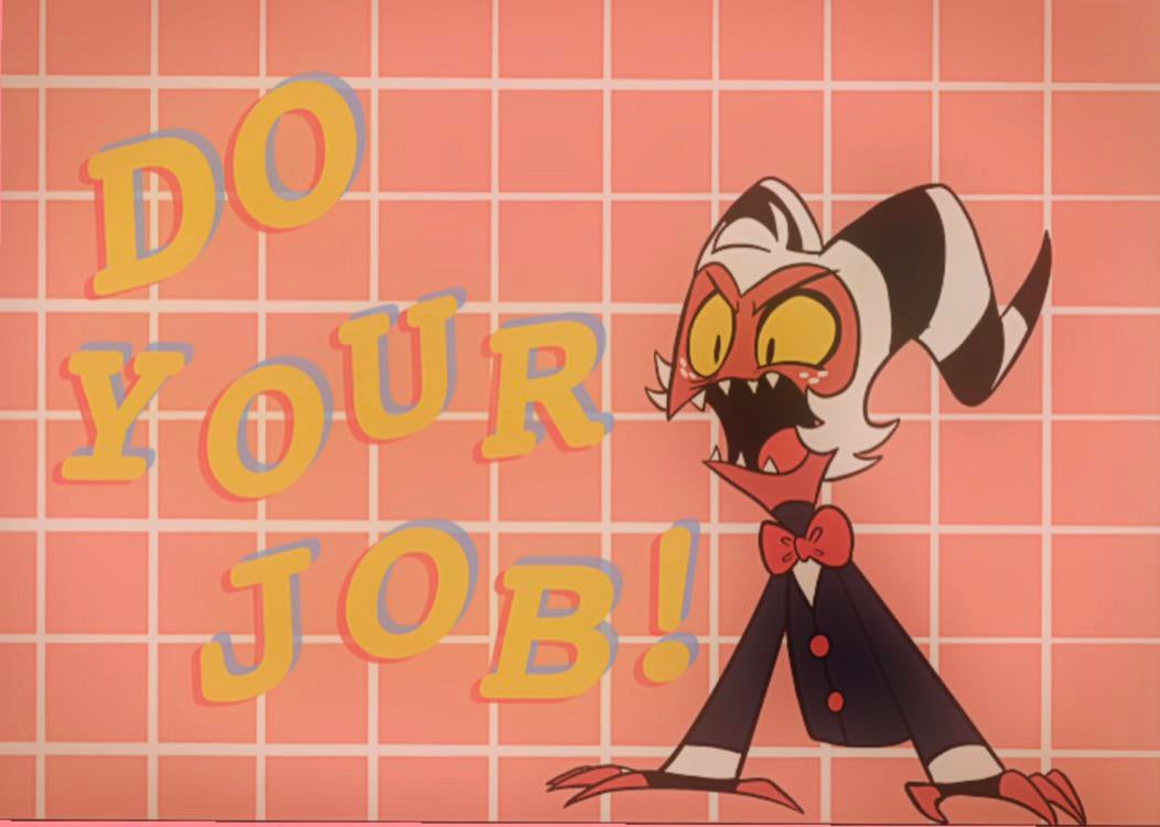 I made a wallpaper with Moxxie yelling to do my job, thought i'd share it ^-^