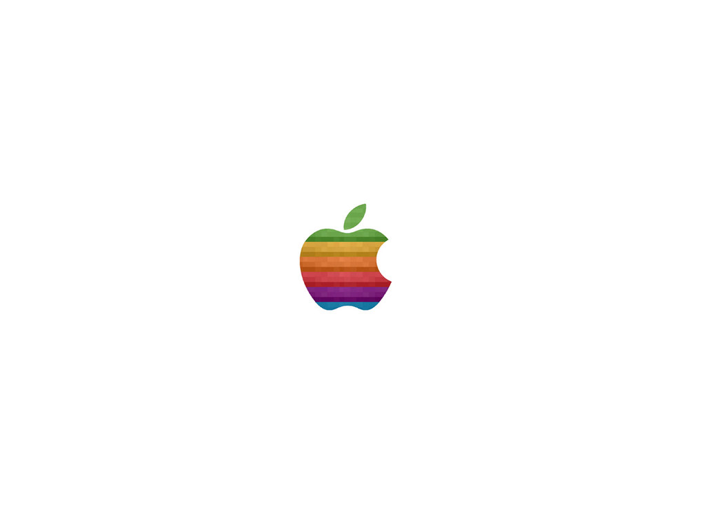 Classic Apple Rainbow Pixelated Logo Wallpaper White Style
