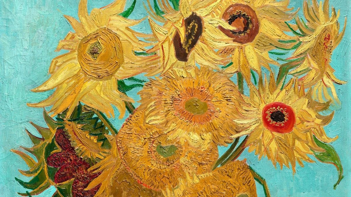 Van Gogh Sunflowers wallpaper, desktop background. free image by rawpixel.com / Moss. Sunflower wallpaper, Desktop wallpaper art, Posters art prints