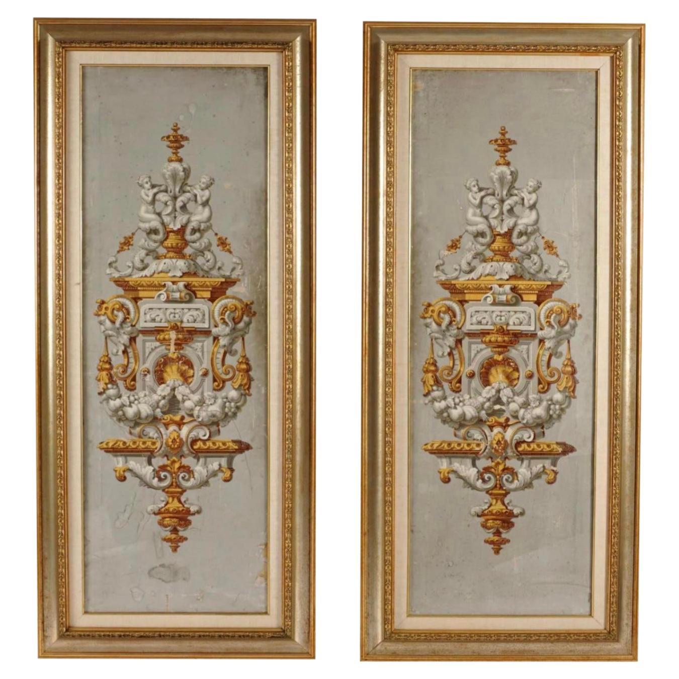 19th Century French Hand Painted Framed Wallpaper Panels, a Pair at 1stDibs. framed wallpaper panels, french empire wallpaper, wallpaper panels framed