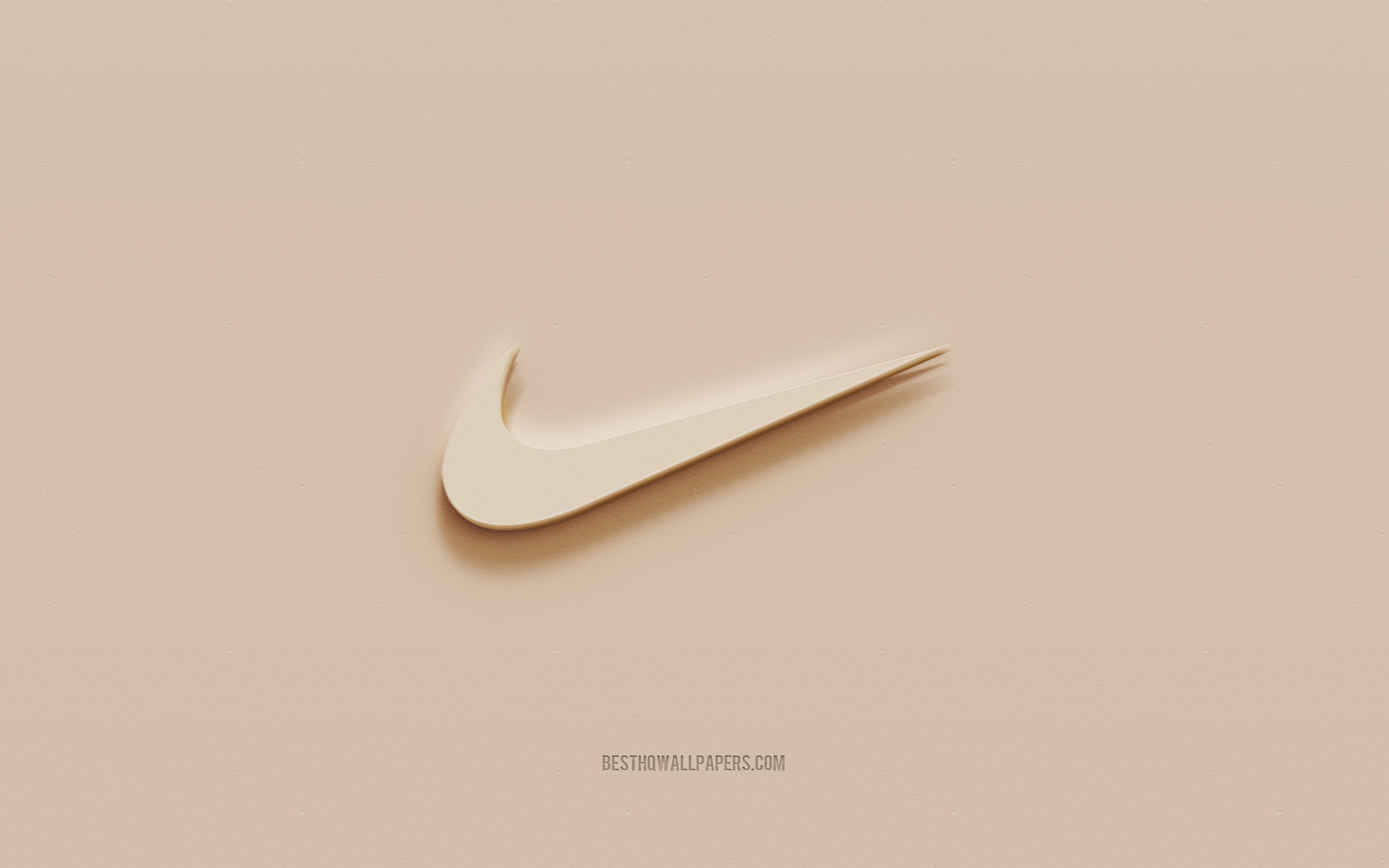 Download wallpaper Nike logo, brown plaster background, Nike 3D logo, brands, Nike emblem, 3D art, Nike for desktop with resolution 2560x1600. High Quality HD picture wallpaper