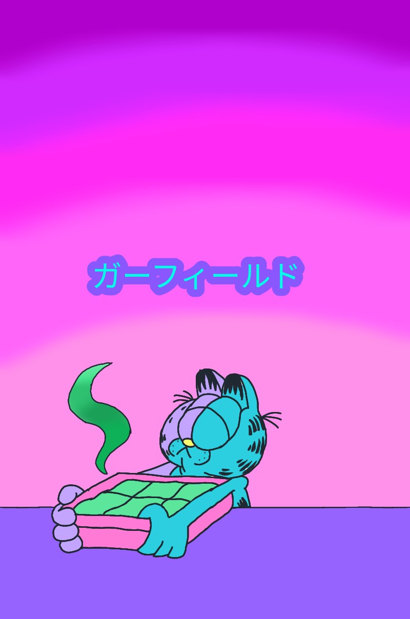 I made a vaporware garfield wallpaper for a phone or a tablet, all I did was take a snip it of a Garfield comic strip, advanced the photo and added stuff to